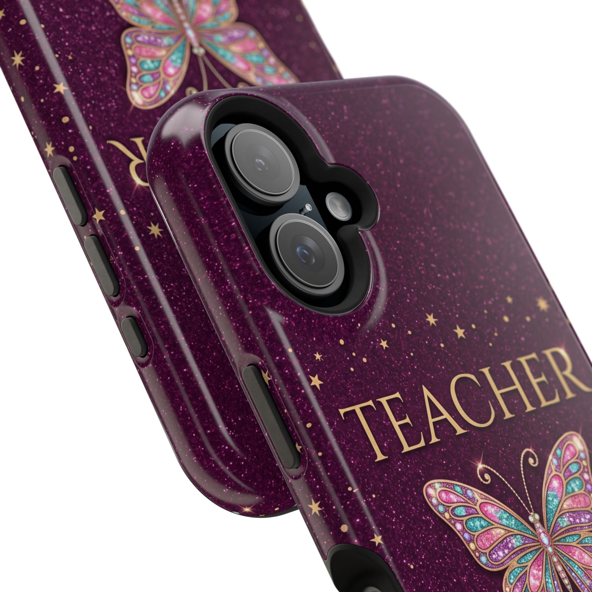 Teacher Life Glitter Butterfly Phone Case — Wireless Charging Cover