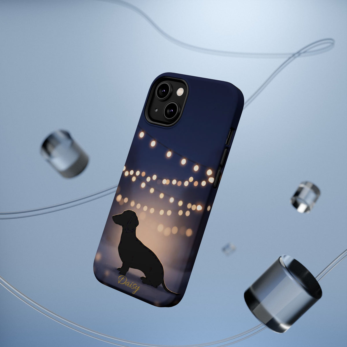 Personalized Dachshund Fairy Lights Phone Case — Wireless Charging Cover