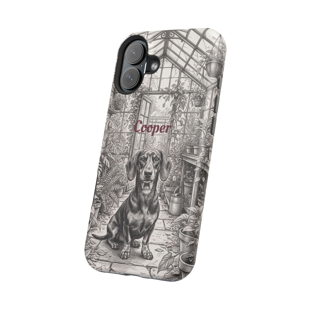 Personalized Dachshund Vintage Greenhouse Phone Case — Wireless Charging Cover