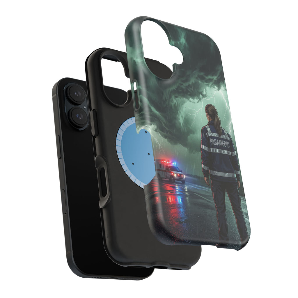Female Paramedic Green Storm Phone Case — Magnetic Wireless Charging Cover