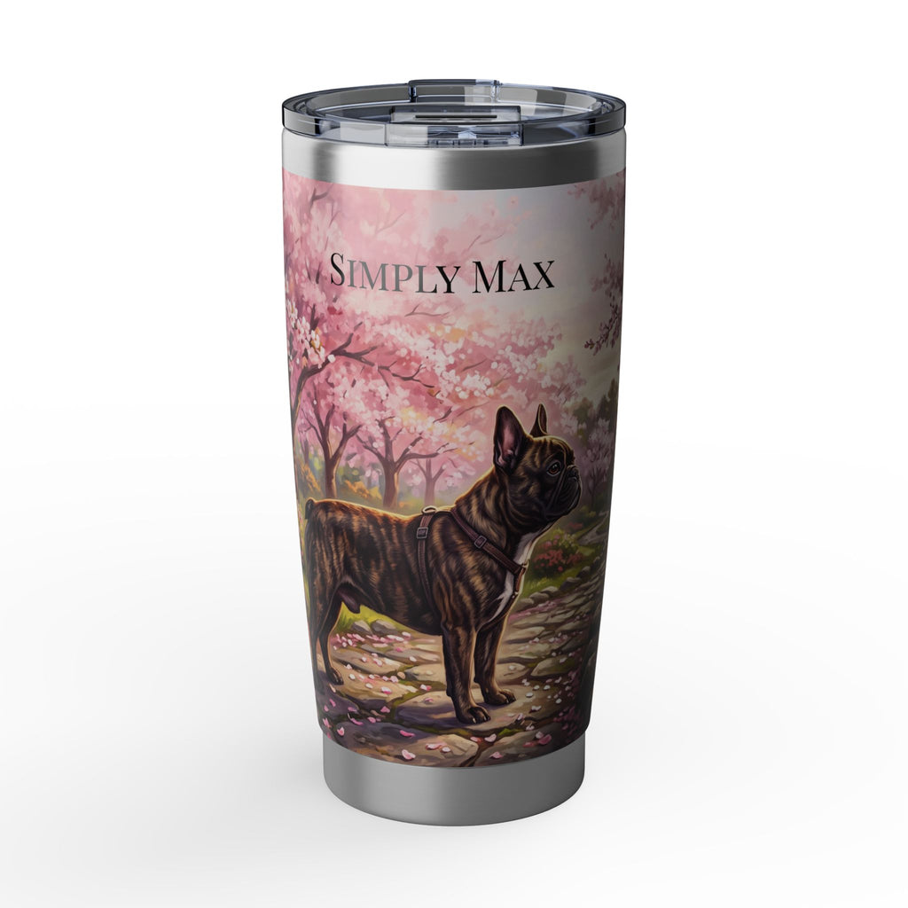 Personalized Frenchie Tumbler – French Bulldog Cherry Blossom Travel Mug, Custom Name Gift