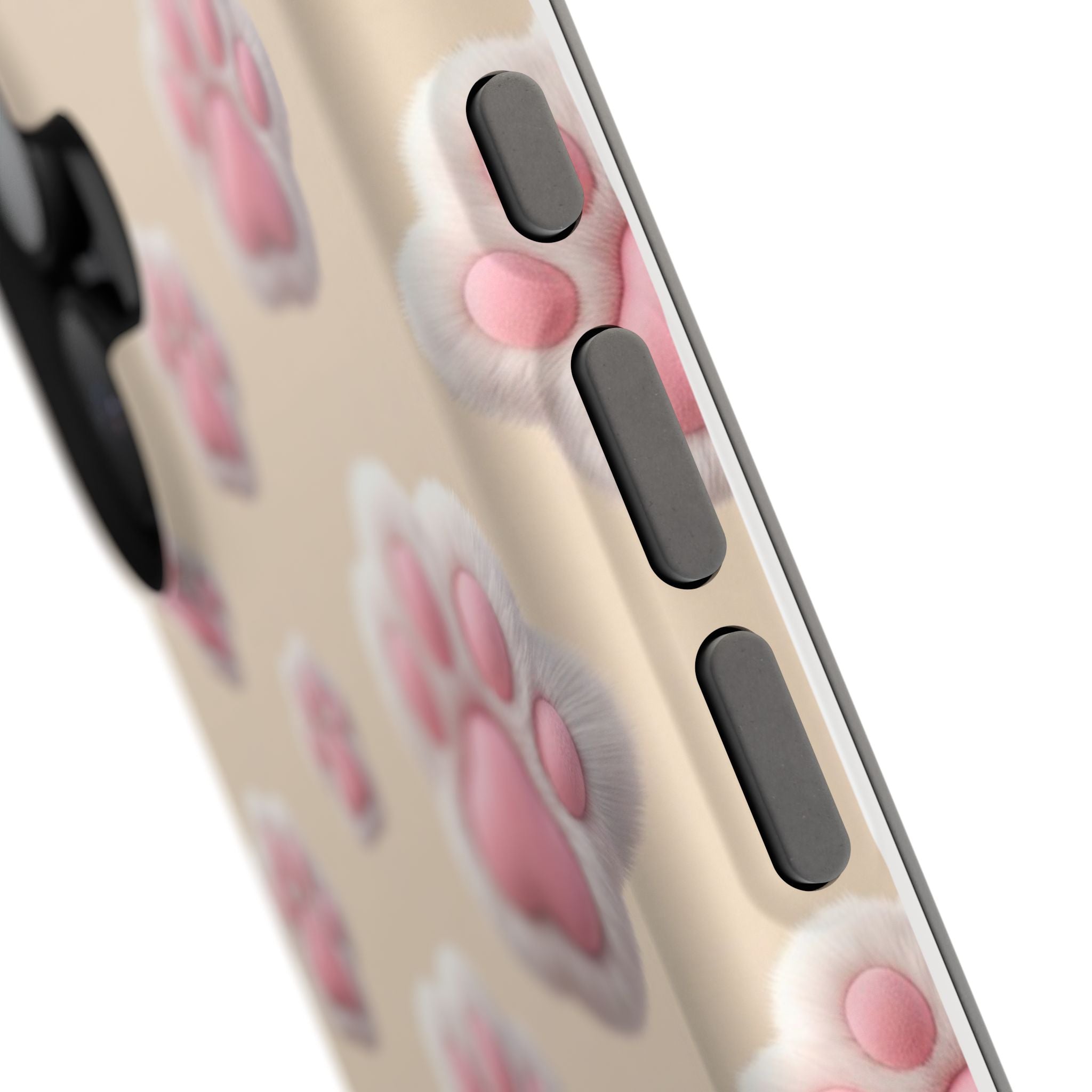 Pink Paw Print Phone Case — Impact-Resistant Wireless Charging Cover
