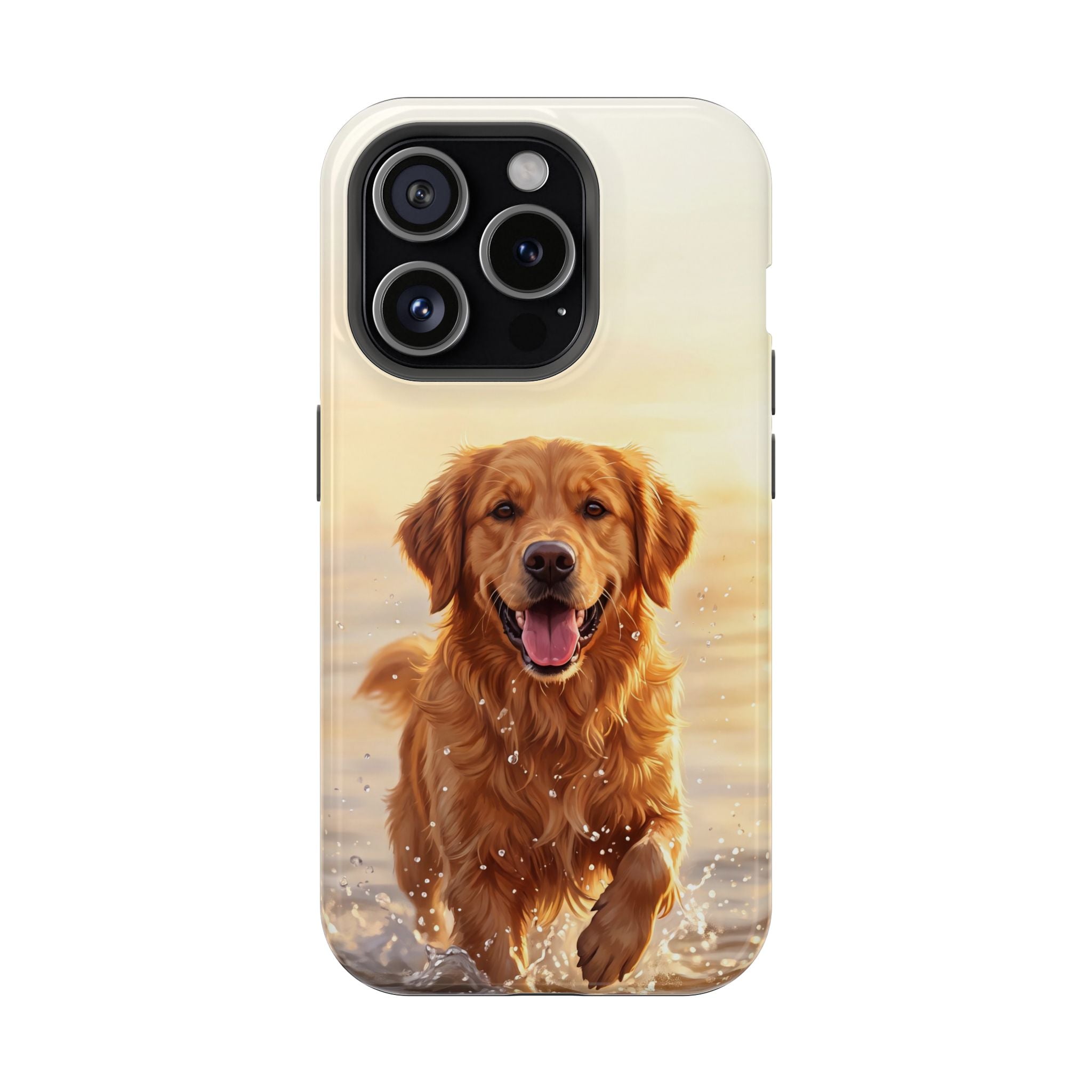 Beach Golden Retriever Phone Case — Impact-Resistant Wireless Charging Cover