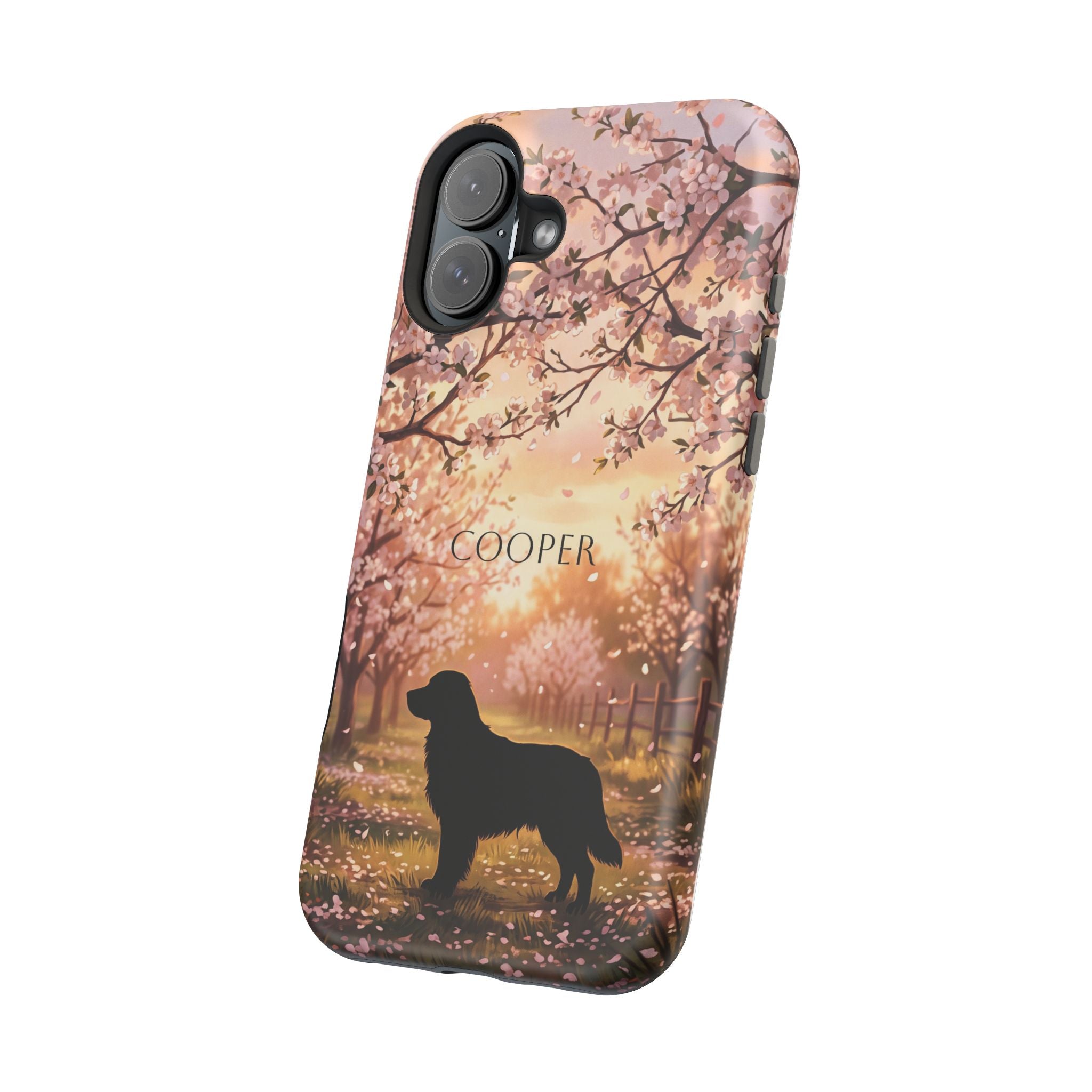 Personalized Golden Retriever Autumn Forest Phone Case — Wireless Charging Cover