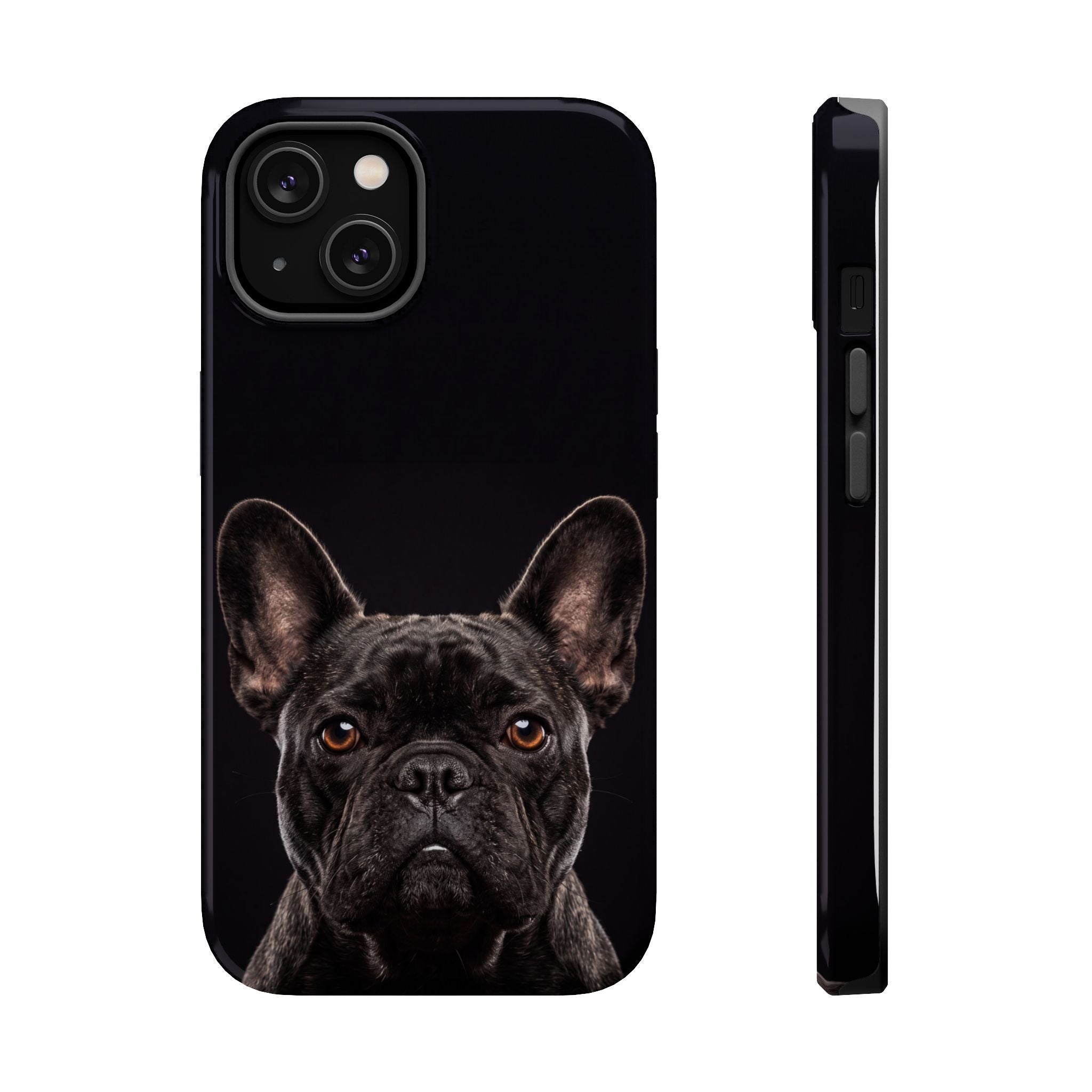 Black French Bulldog Phone Case — Impact-Resistant Wireless Charging Cover