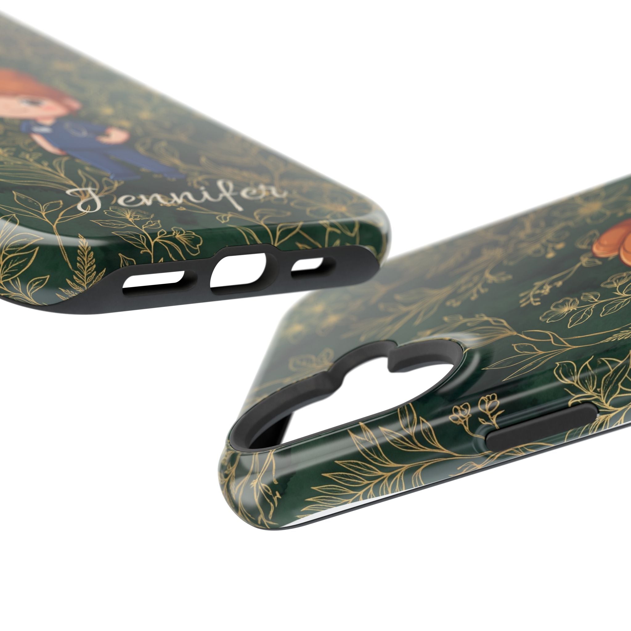 Personalized Nurse Botanical Phone Case — Impact-Resistant Wireless Charging Cover