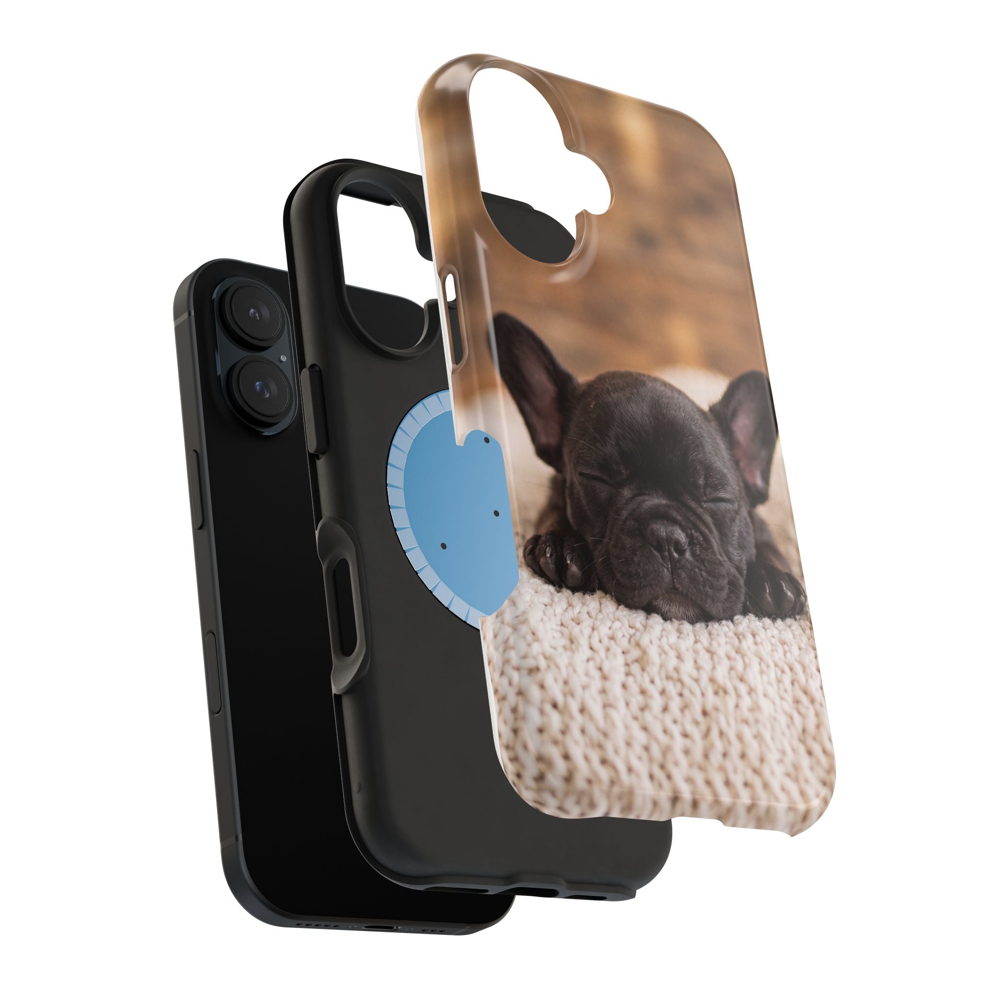 Sleepy French Bulldog Phone Case — Impact-Resistant Wireless Charging Cover