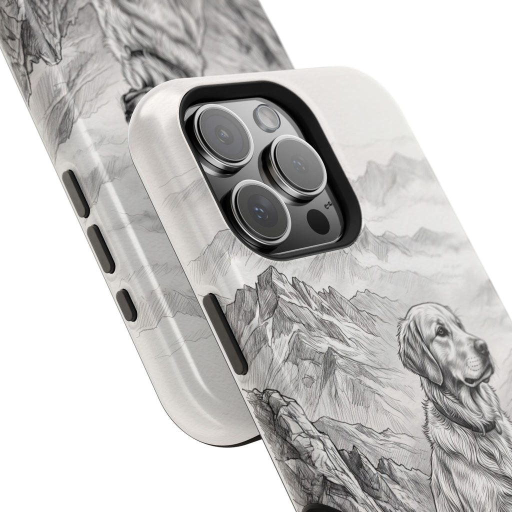 Personalized Golden Retriever Mountain Peak Phone Case — Wireless Charging Cover