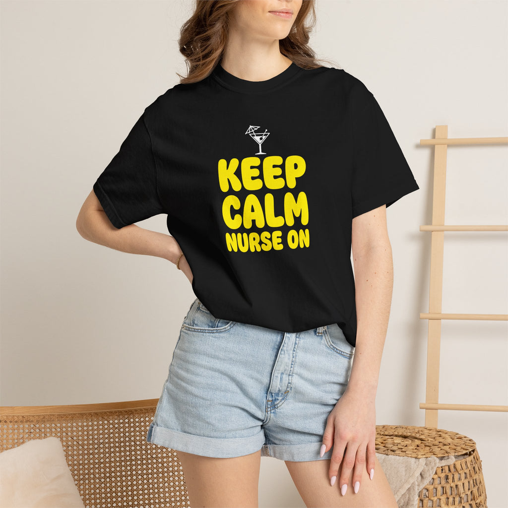 Nurse T-Shirt - "Keep Calm Nurse On" Funny Nursing Quote Unisex Tee, Nurse Appreciation Gift
