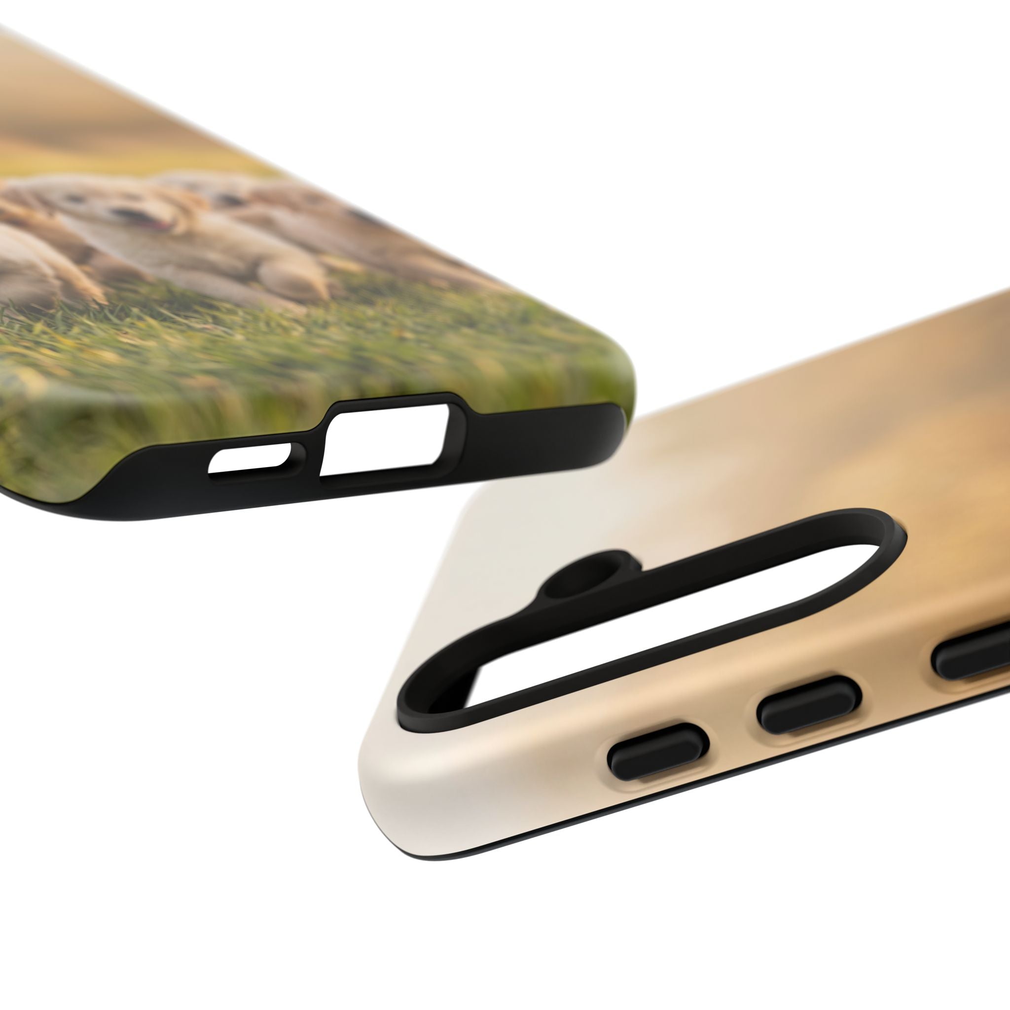 Golden Retriever Puppies Phone Case | Playful Puppy Pack Running in Grass | iPhone & Samsung