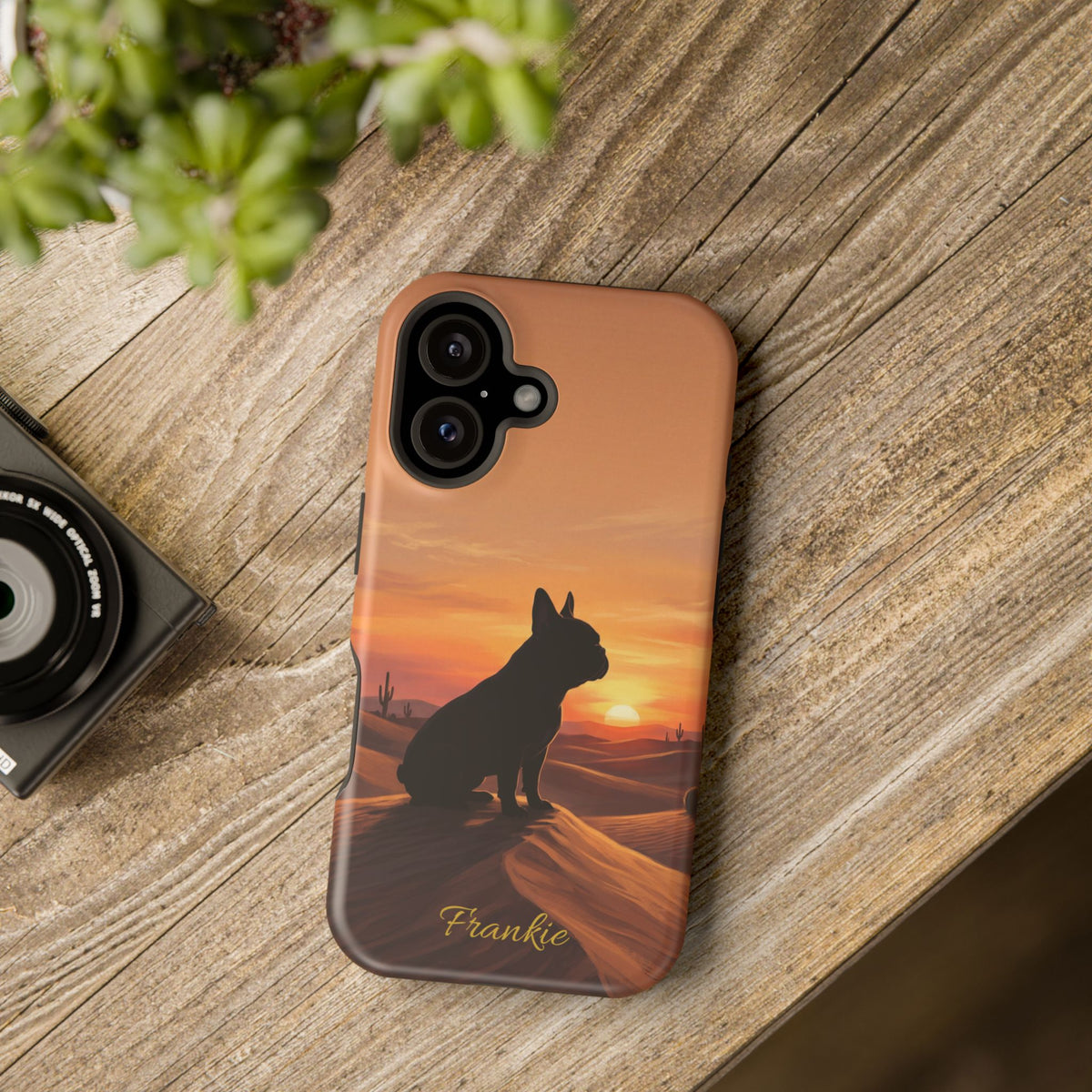 Personalized French Bulldog Desert Sunset Phone Case — Wireless Charging Cover