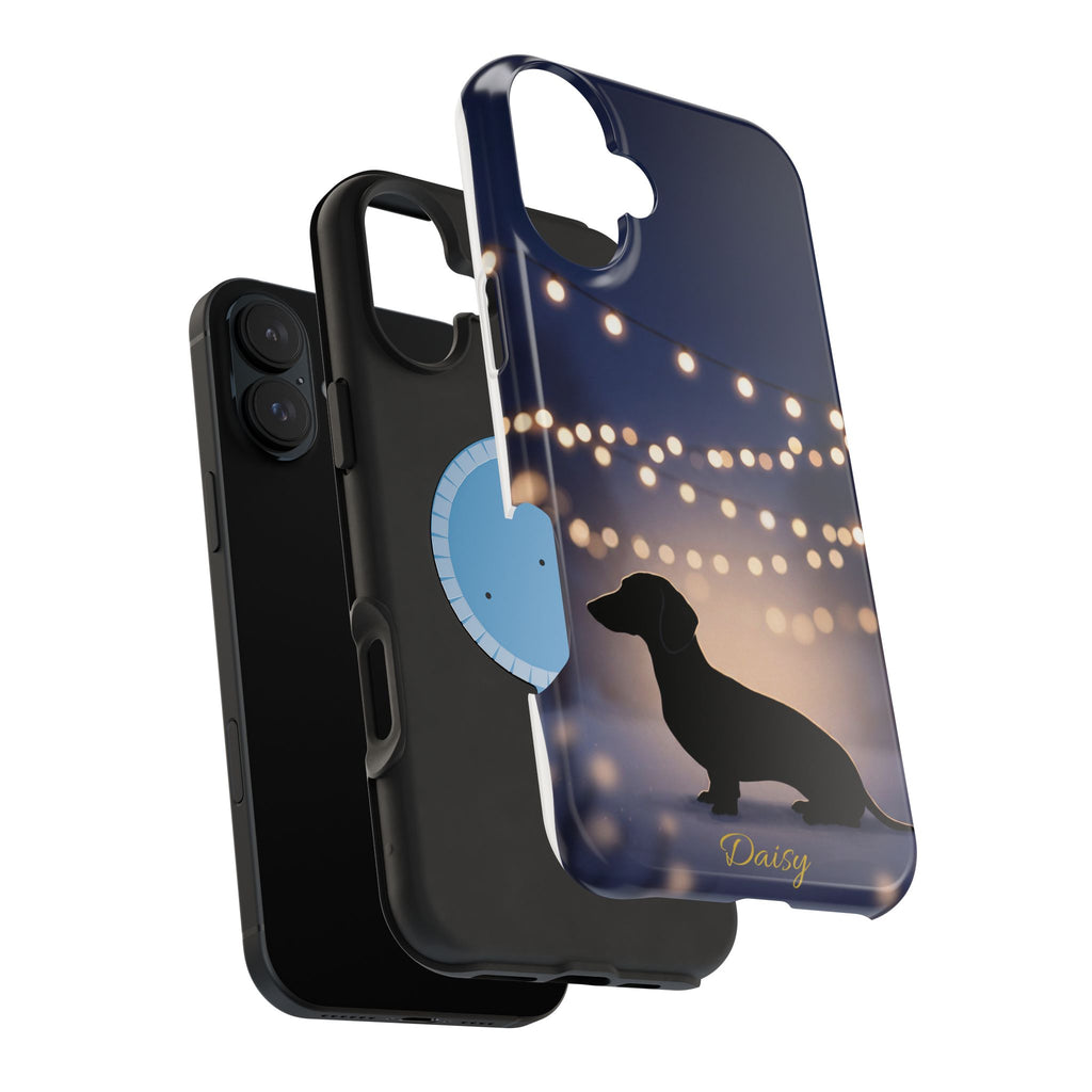 Personalized Dachshund Fairy Lights Phone Case — Wireless Charging Cover