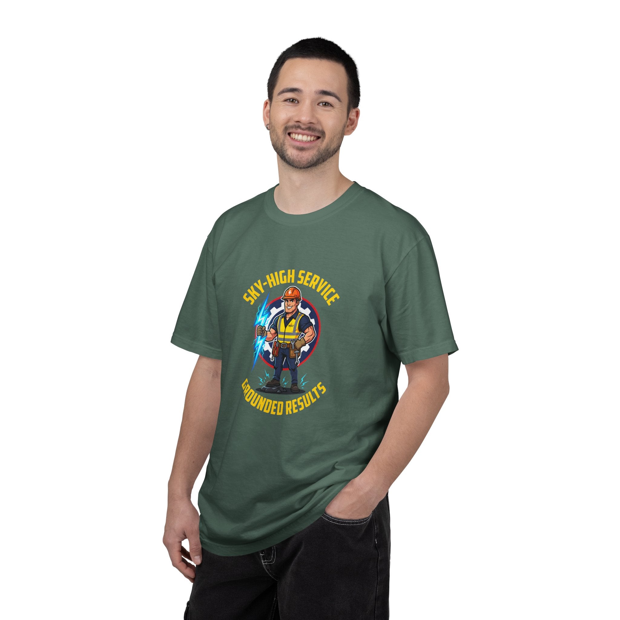 Sky-High Service Grounded Results Electrician T-Shirt