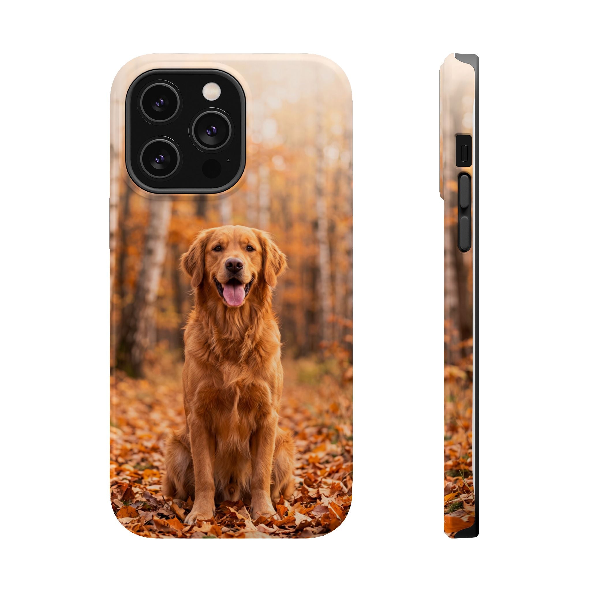 Autumn Golden Retriever Phone Case — Impact-Resistant Wireless Charging Cover