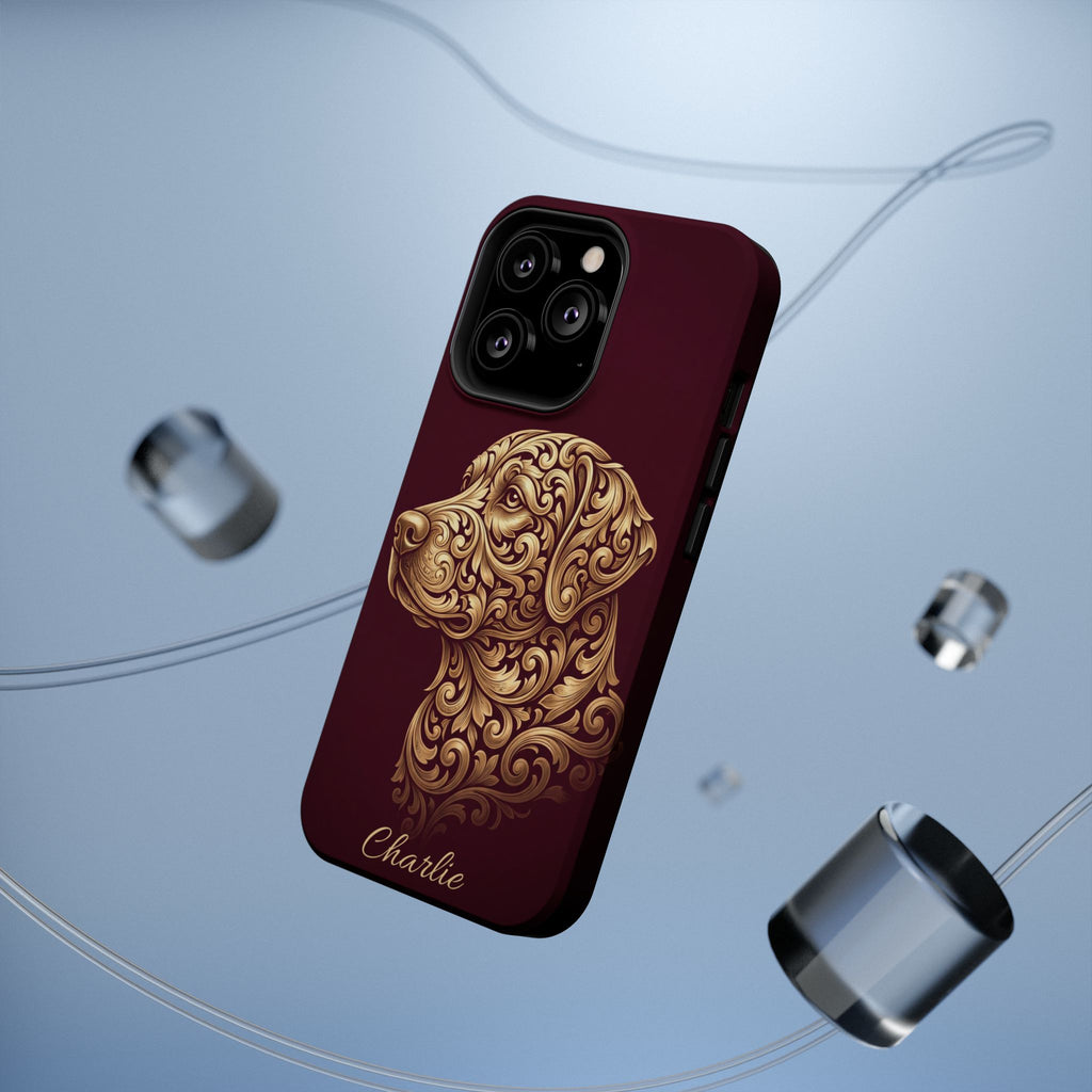 Personalized Gold Filigree Labrador Phone Case — Tough Magnetic Case with Wireless Charging