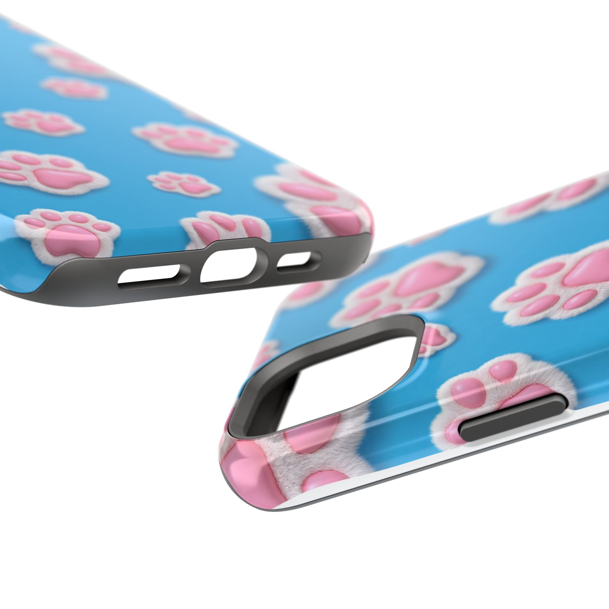 Fluffy Paw Print Phone Case | Cute 3D Pink Paw Pattern Case for Dog & Cat Lovers | iPhone & Samsung