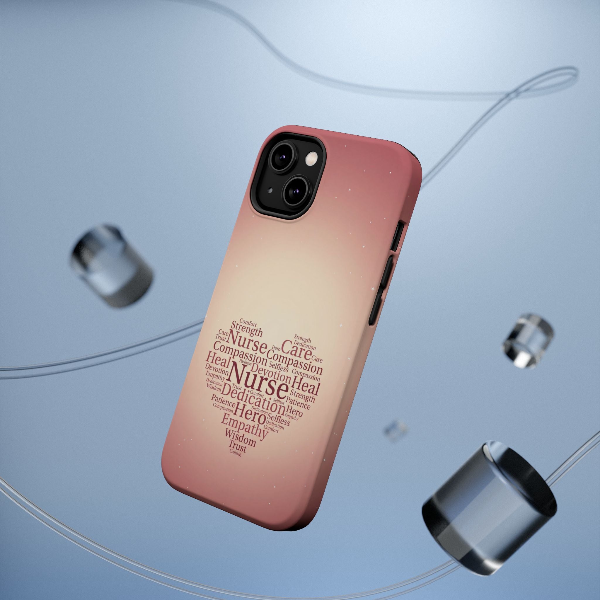 Nurse Heart Word Art Phone Case — Impact-Resistant Wireless Charging Cover