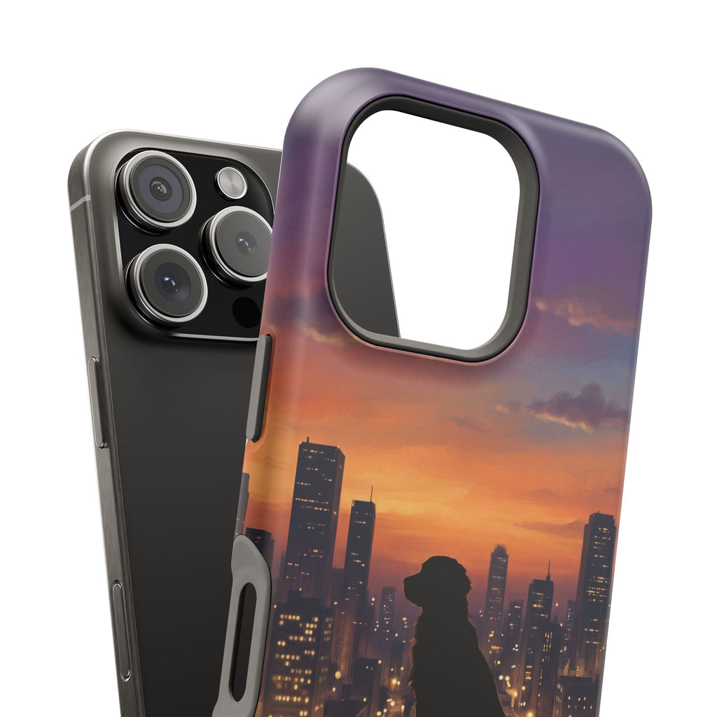 Personalized Golden Retriever City Skyline Phone Case — Wireless Charging Cover
