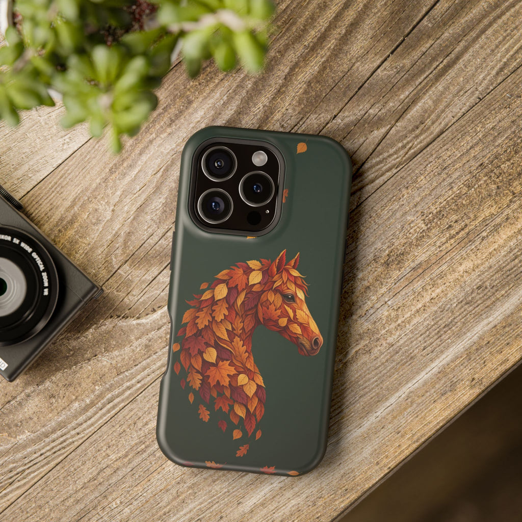 Autumn Leaves Horse Phone Case — Tough Magnetic Case with Wireless Charging