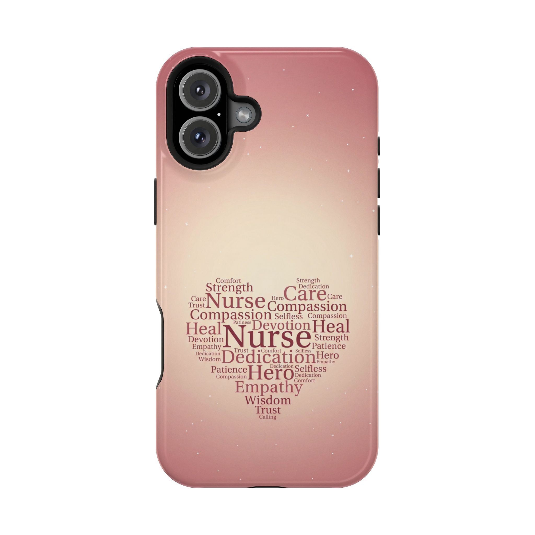 Nurse Heart Word Art Phone Case — Impact-Resistant Wireless Charging Cover