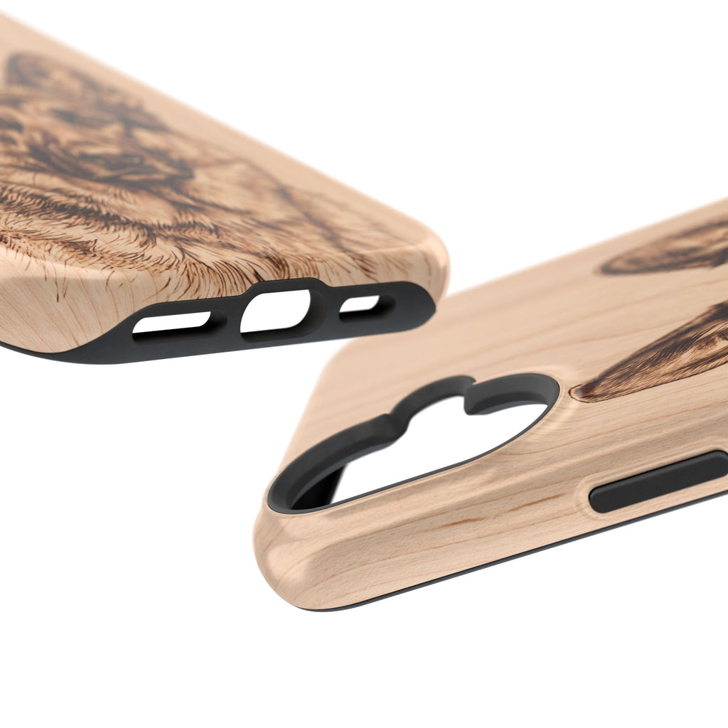 German Shepherd Phone Case | Pyrography Art — Tough Magnetic Case with Wireless Charging