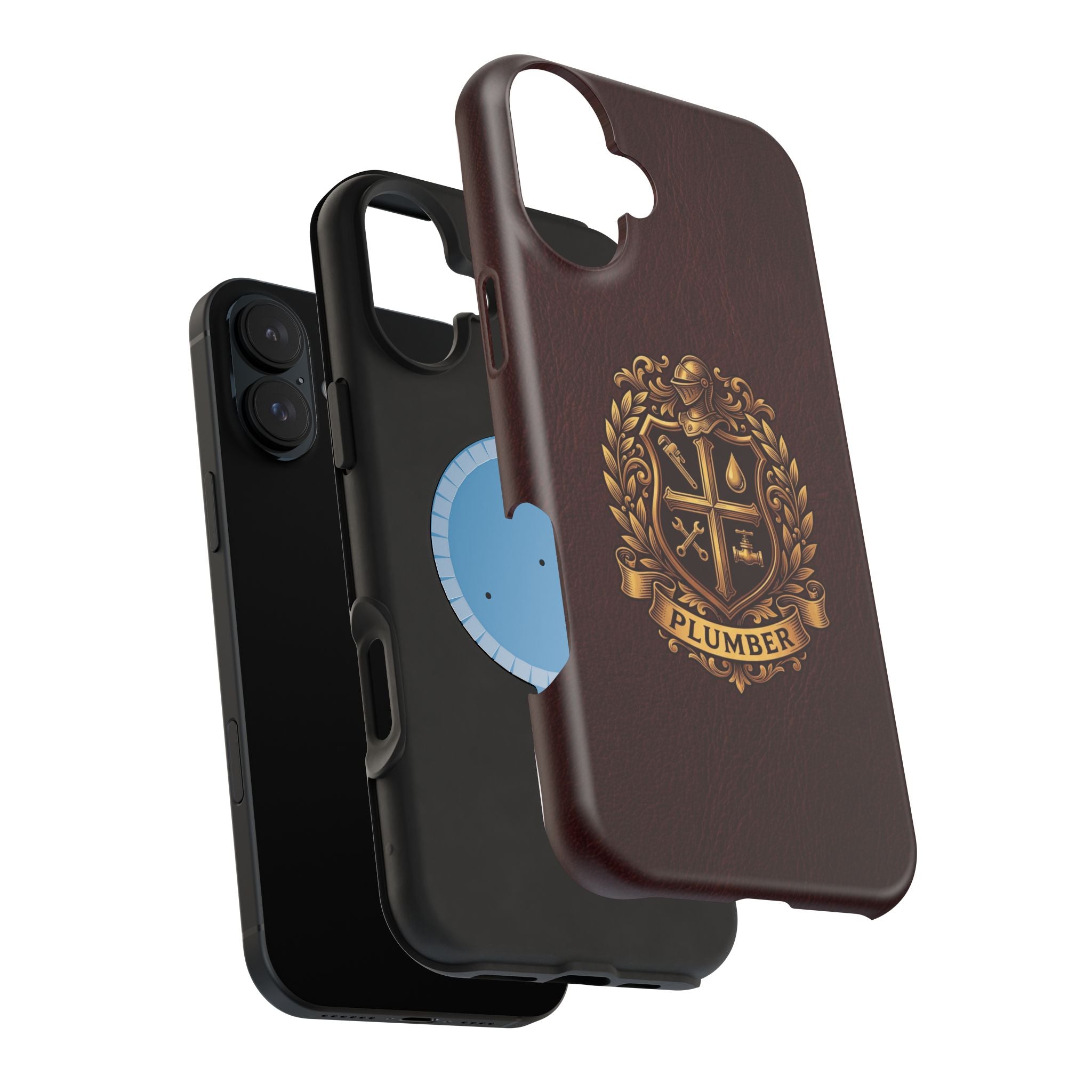 Plumber Crest Phone Case — Heraldic Shield Design Wireless Charging Cover
