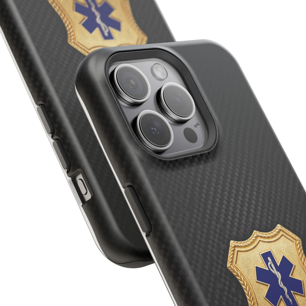 Gold Paramedic Badge Black Phone Case — Magnetic Wireless Charging Cover