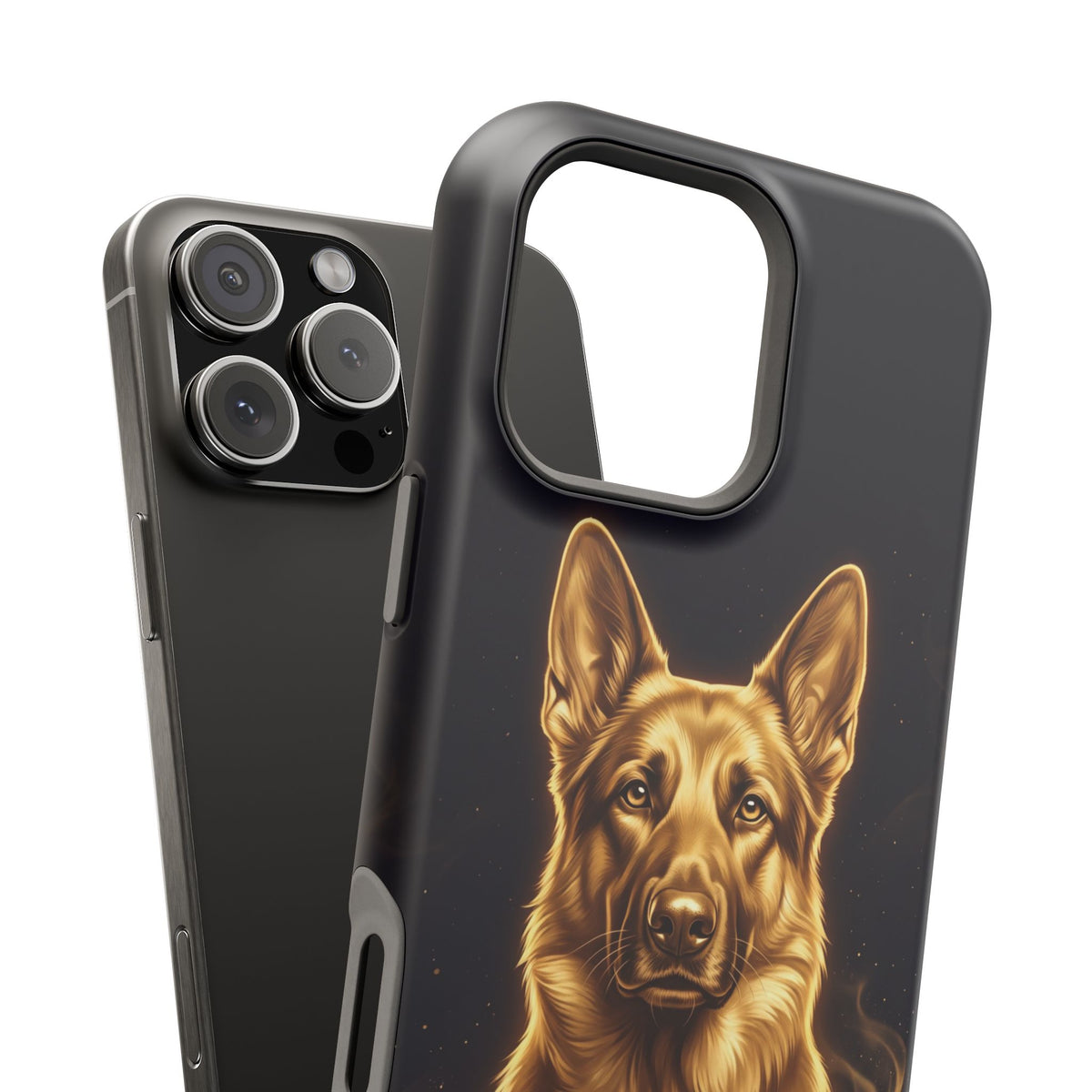 German Shepherd Phone Case | Personalized Gold Glow Art — Tough Magnetic Case with Wireless Charging