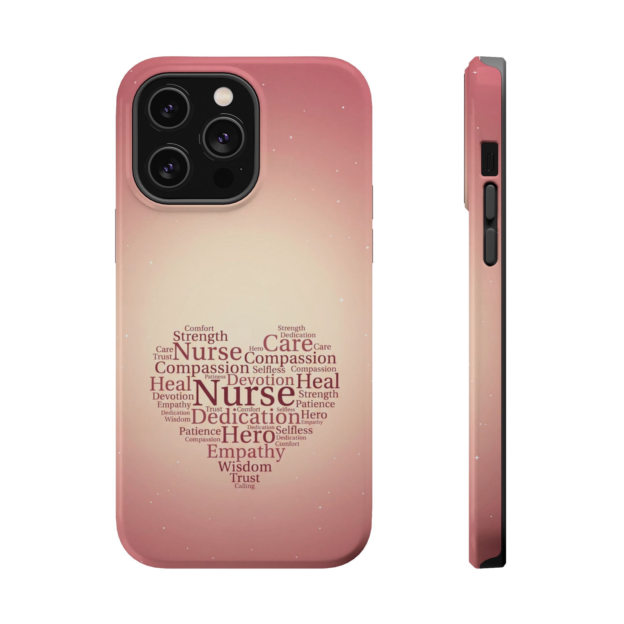 Nurse Heart Word Art Phone Case — Impact-Resistant Wireless Charging Cover