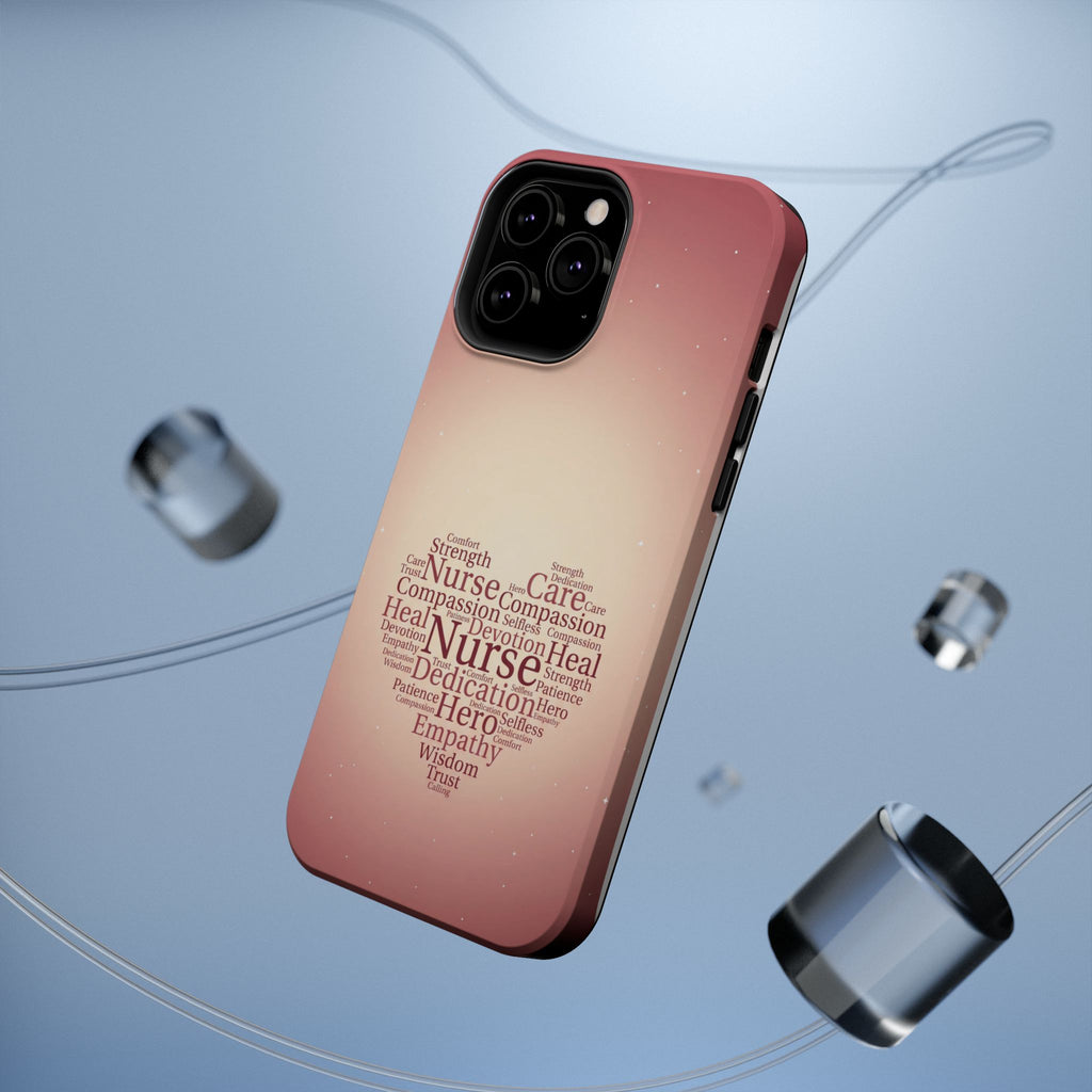 Nurse Heart Word Art Phone Case — Impact-Resistant Wireless Charging Cover
