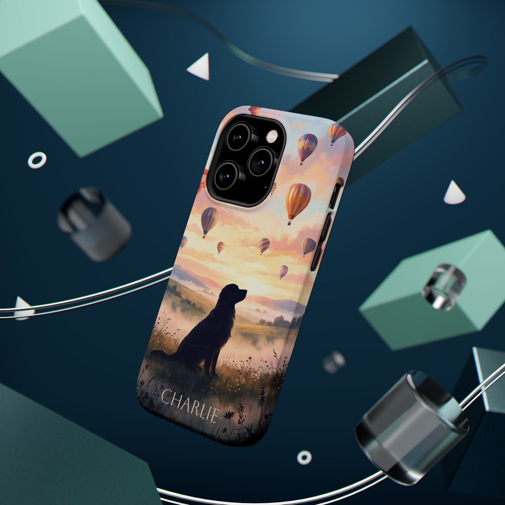 Personalized Golden Retriever Hot Air Balloon Phone Case — Wireless Charging Cover
