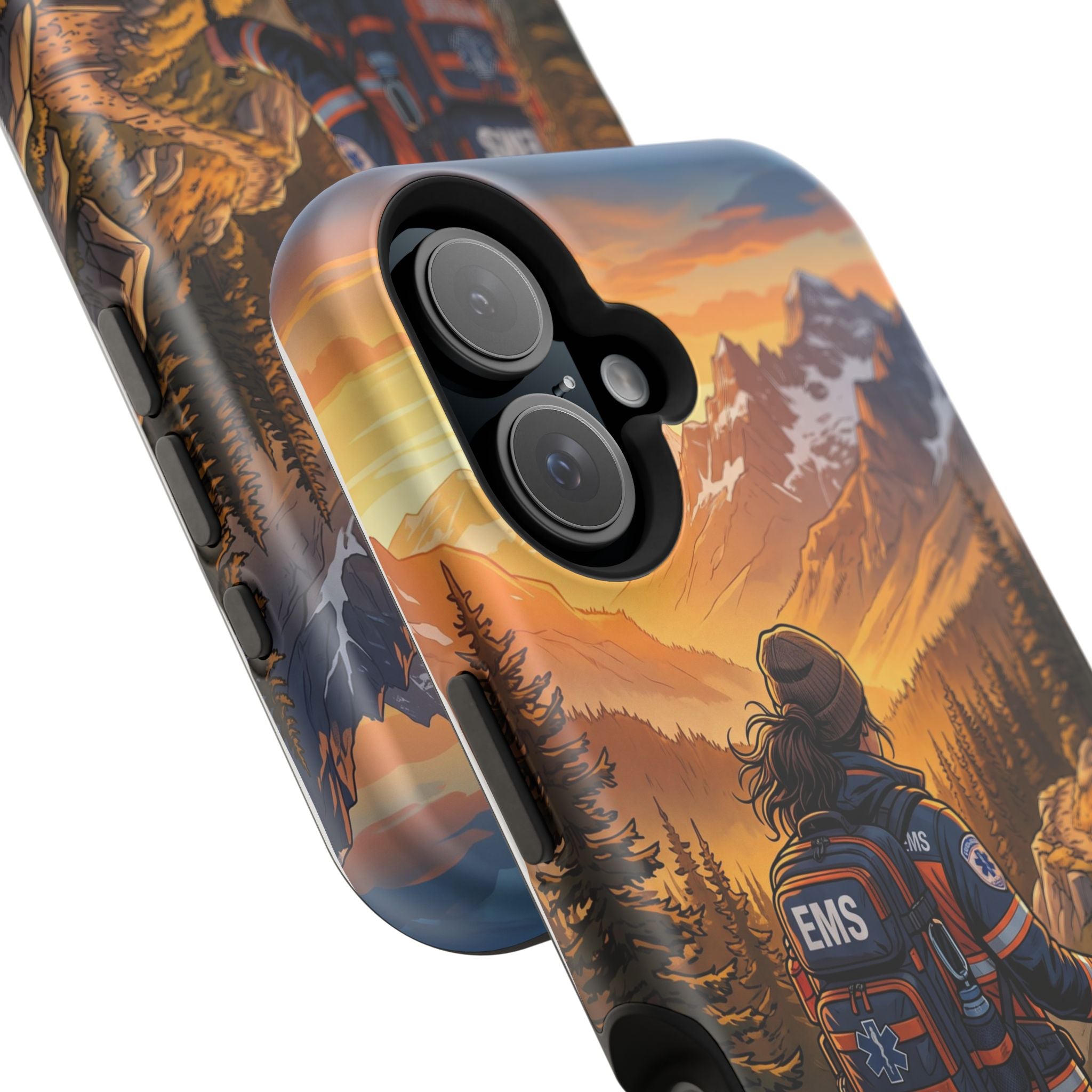 Paramedic/EMT Mountain Phone Case — Magnetic Wireless Charging Cover