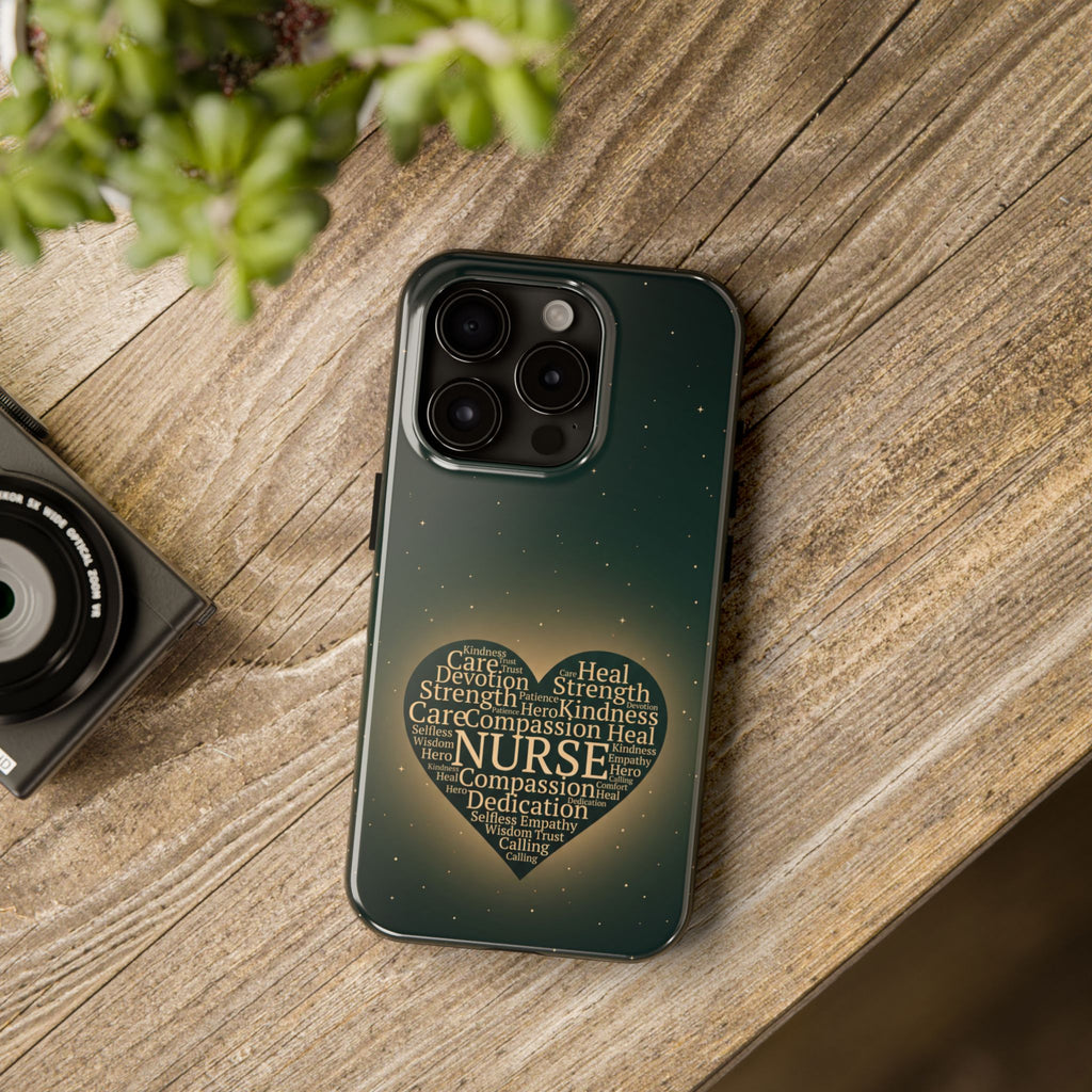 Nurse Heart Tough Phone Case — Inspirational Word Cloud Tribute - iphone and Samsung Galaxy series