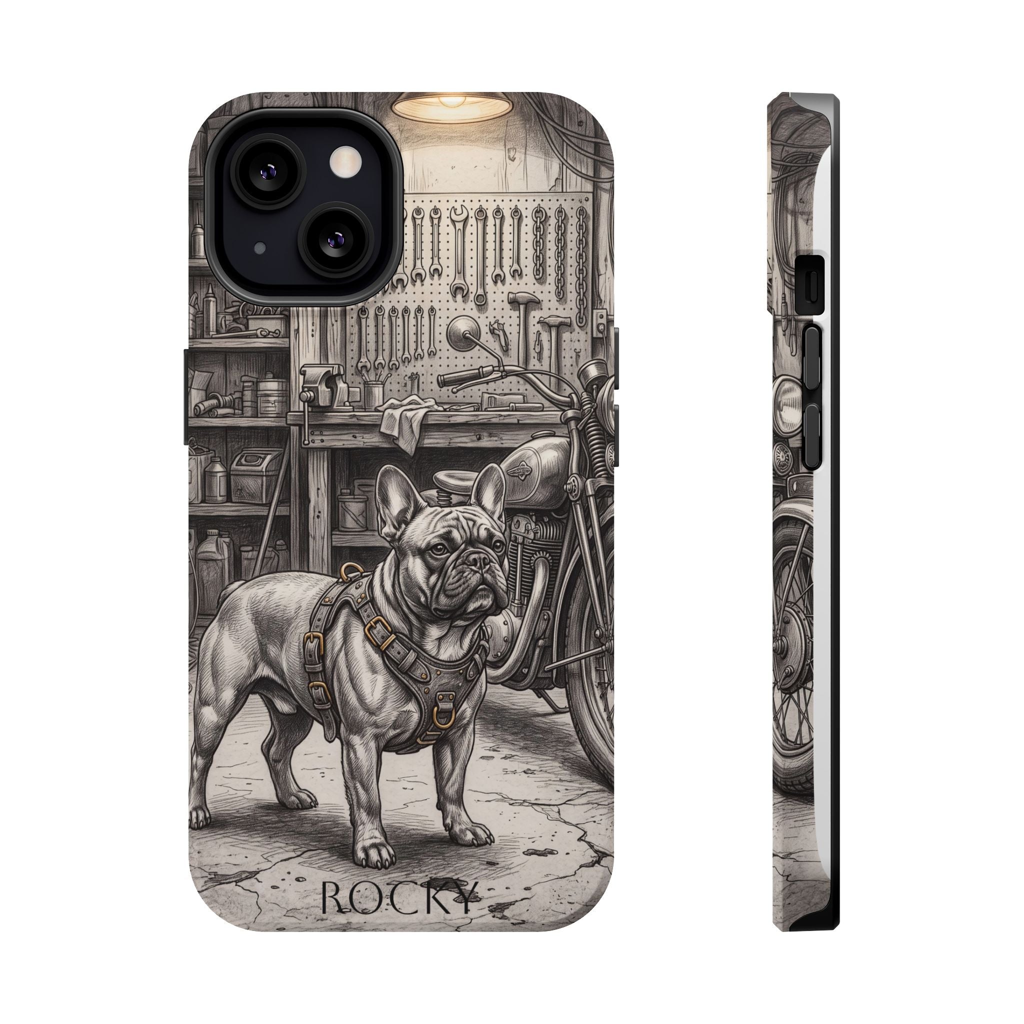Personalized French Bulldog Vintage Street Phone Case — Wireless Charging Cover