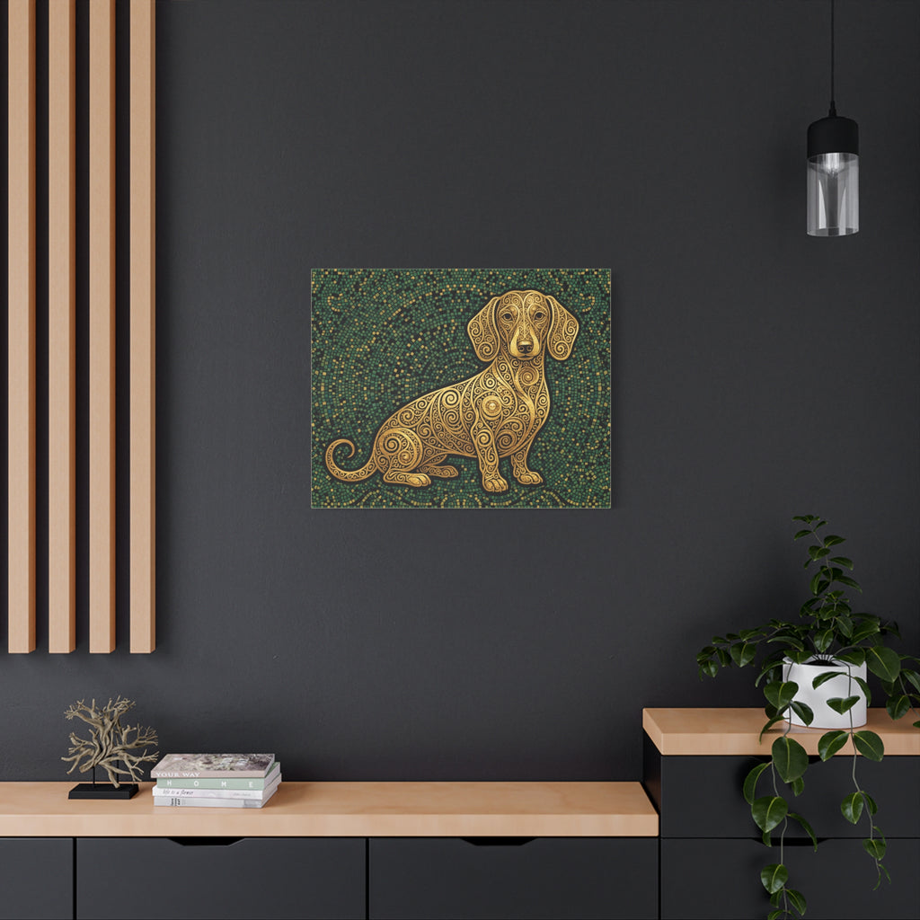 Dachshund Canvas | Gilded Gold Swirl Wall Art