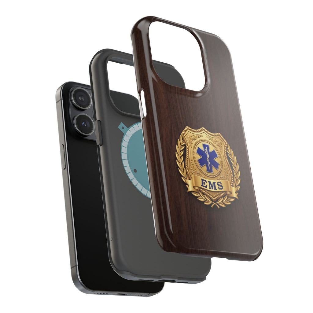 Gold EMS Laurel Badge Wood Phone Case — Magnetic Wireless Charging Cover
