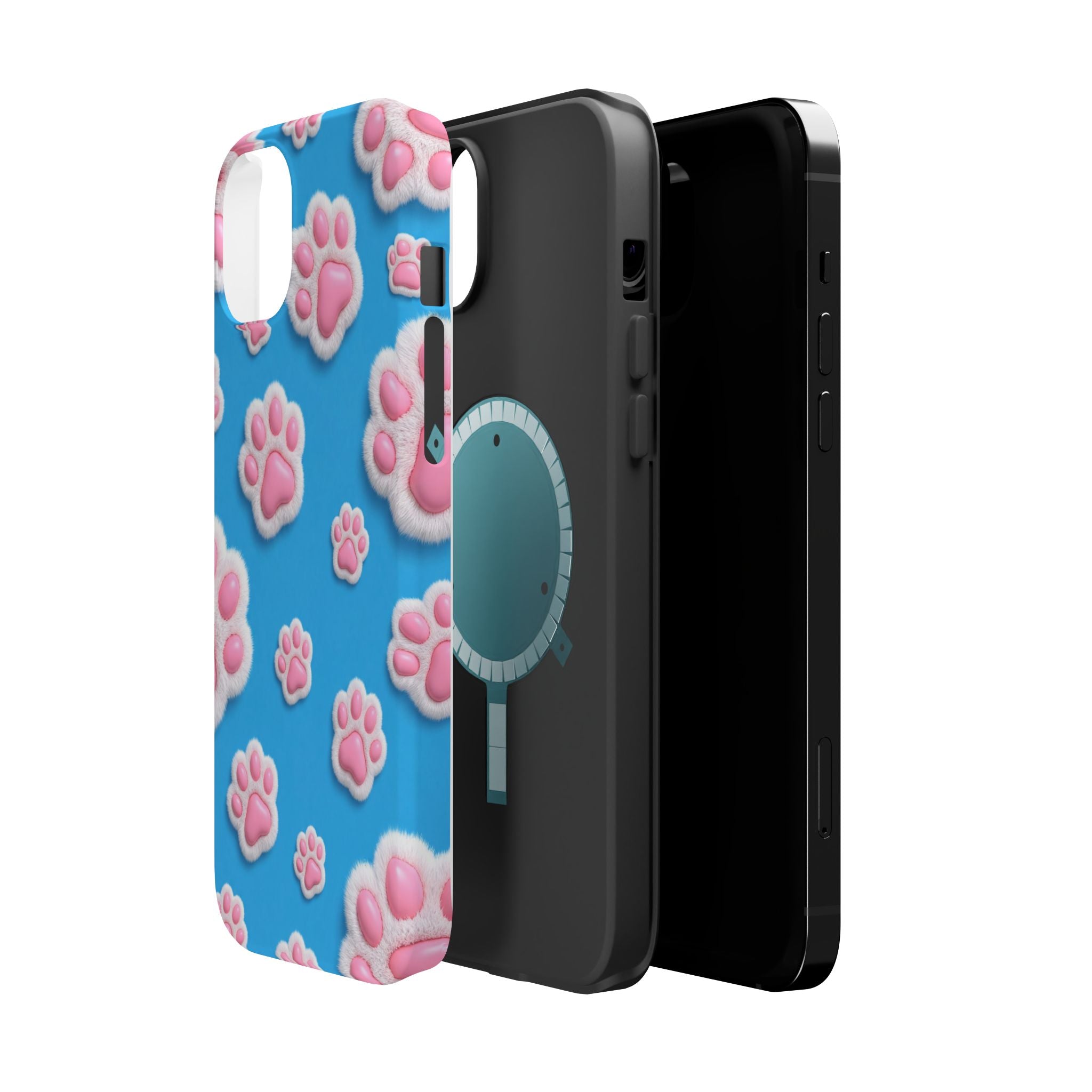 Fluffy Paw Print Phone Case | Cute 3D Pink Paw Pattern Case for Dog & Cat Lovers | iPhone & Samsung