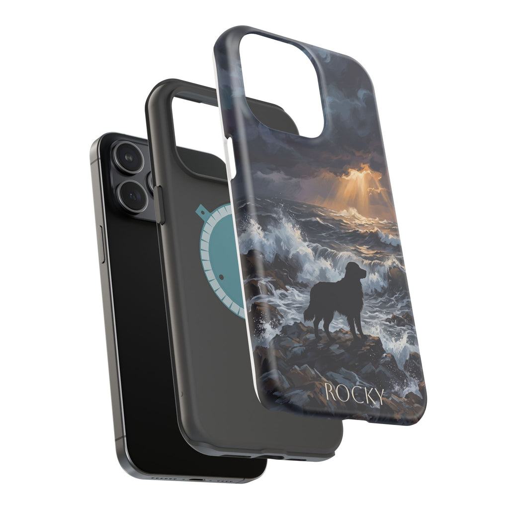 Personalized Golden Retriever Stormy Sea Phone Case — Wireless Charging Cover