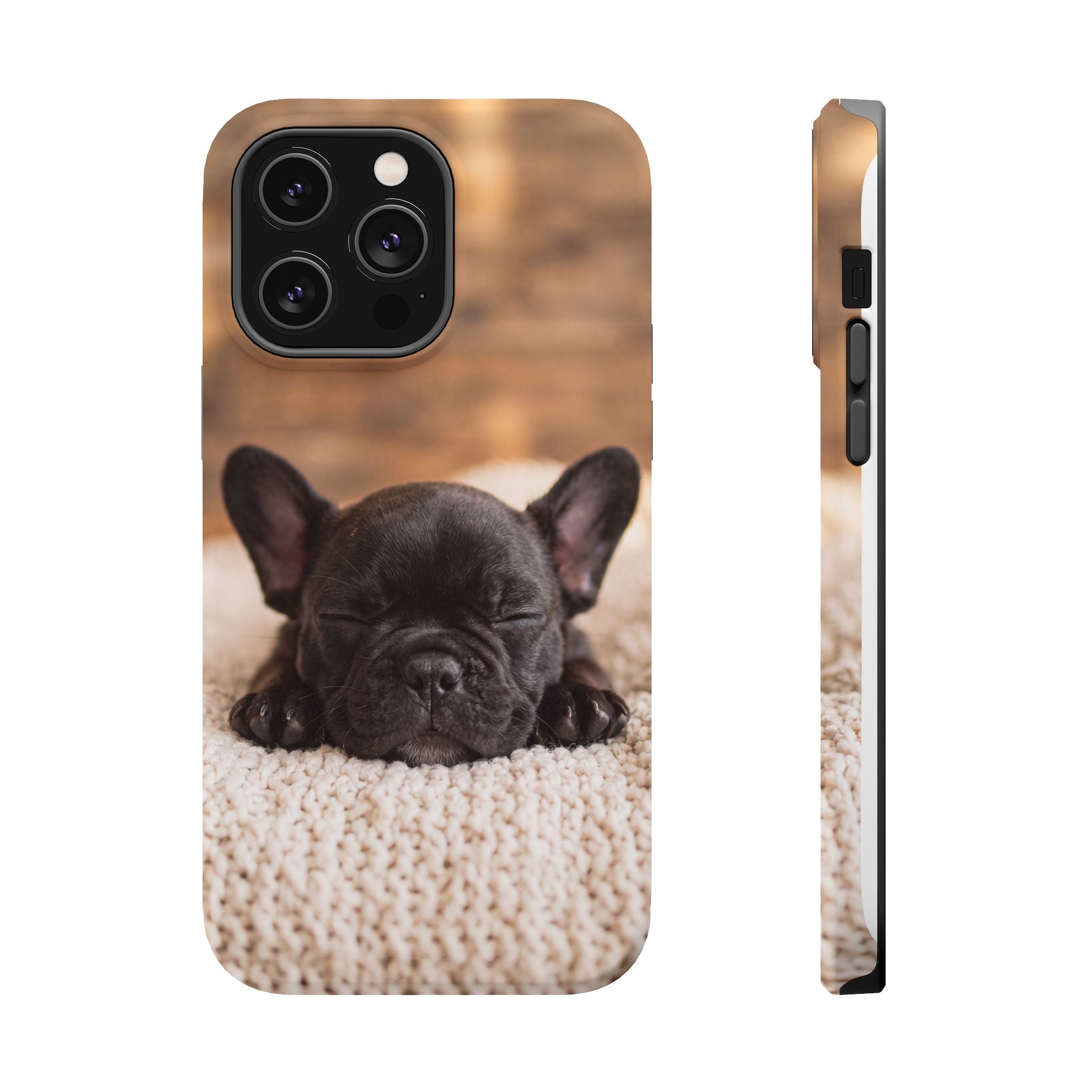 Sleepy French Bulldog Phone Case — Impact-Resistant Wireless Charging Cover