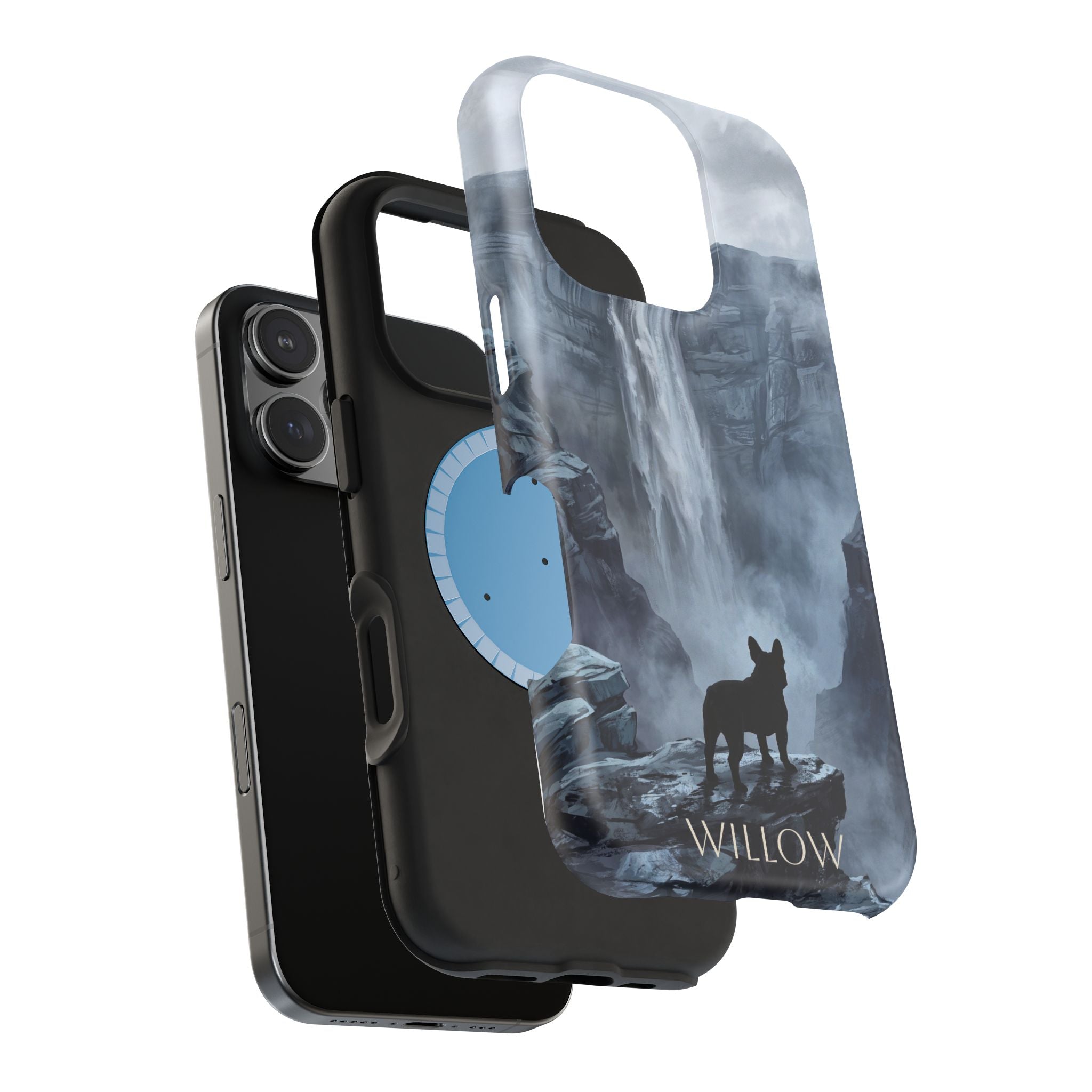 Personalized French Bulldog Misty Waterfall Phone Case — Wireless Charging Cover