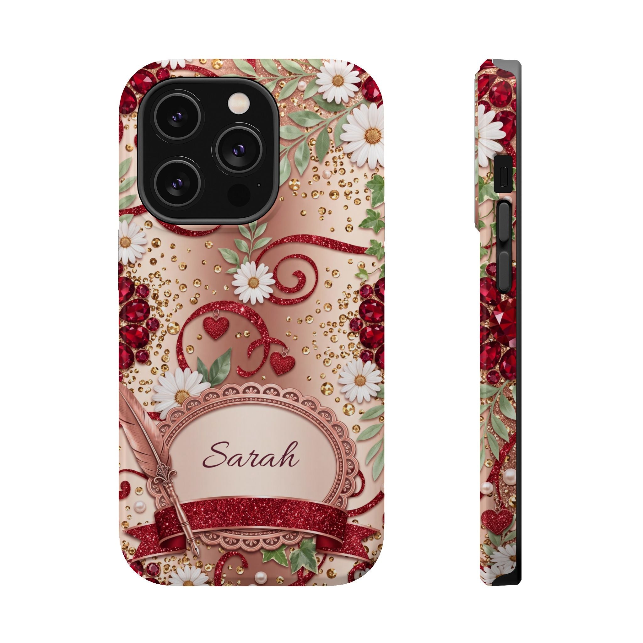 Personalized Vintage Floral Teacher Phone Case — Wireless Charging Cover