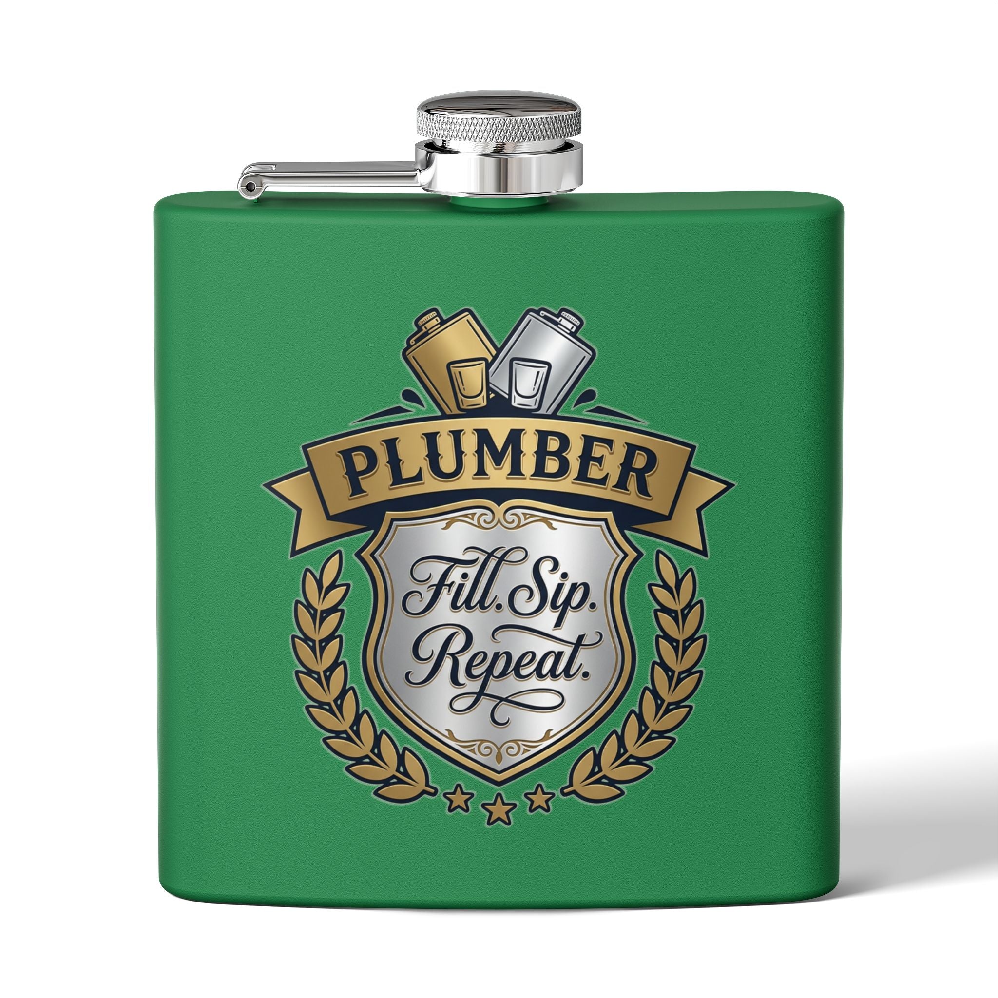 Flask — "Fill. Sip. Repeat." 6oz Stainless Steel Hip Flask
