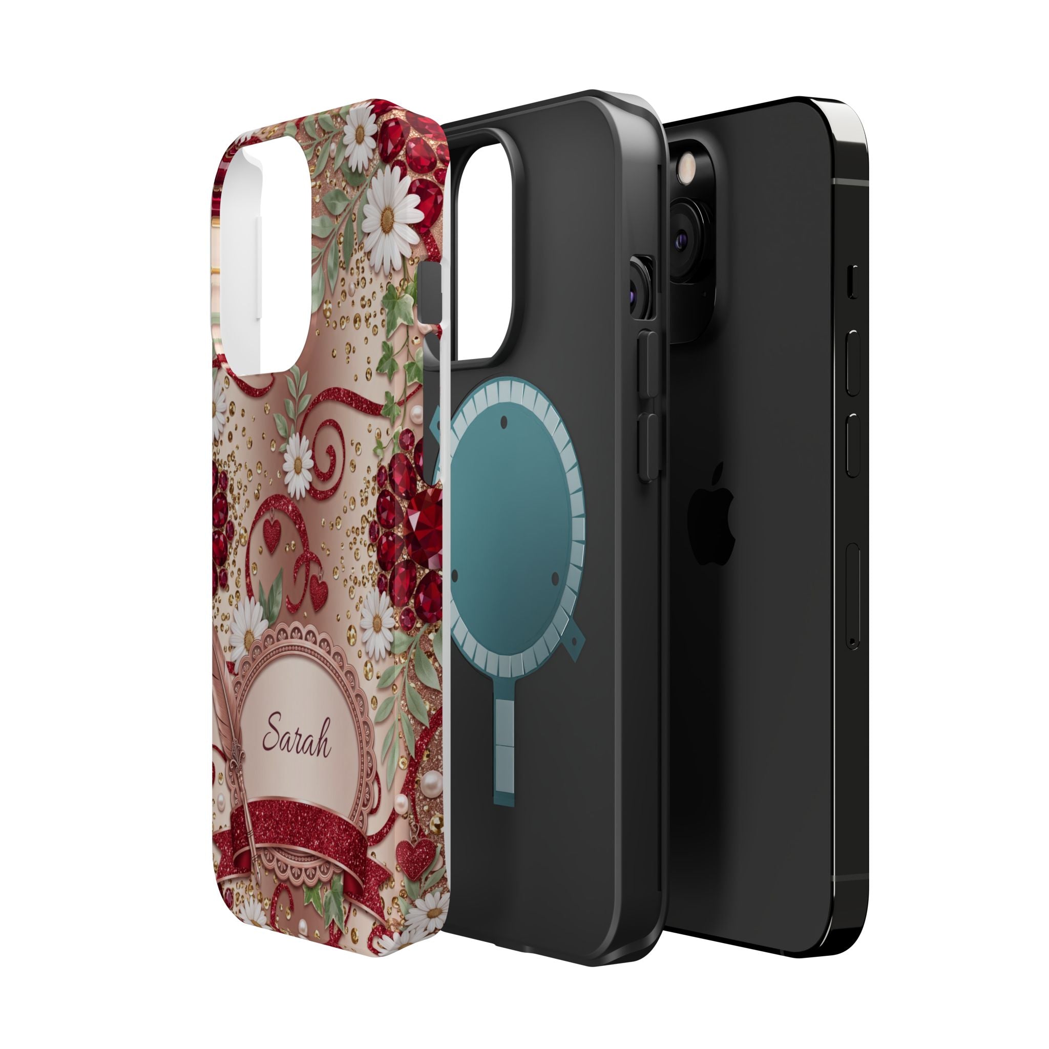 Personalized Vintage Floral Teacher Phone Case — Wireless Charging Cover