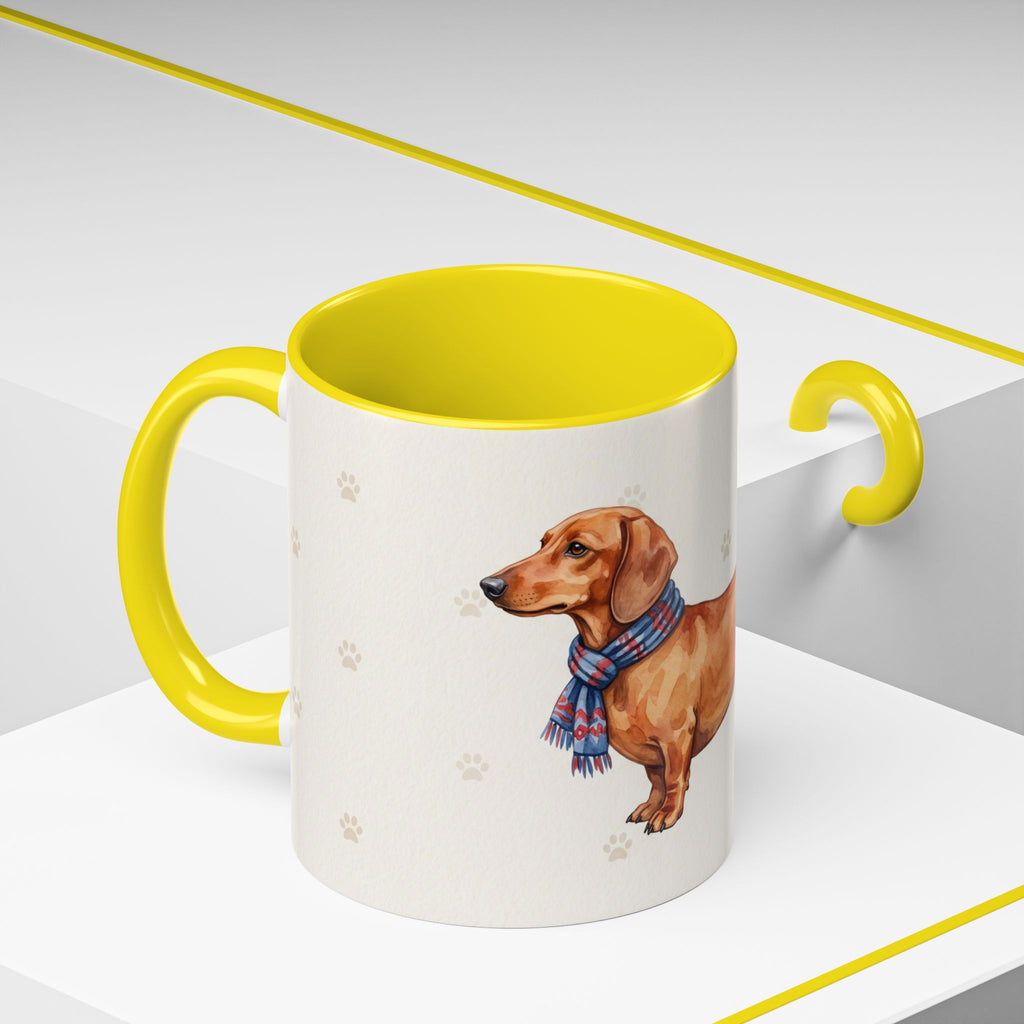 Dachshund Lover Mug – Wiener Dog with Scarf, Cute Watercolor Dachshund Gift Mug