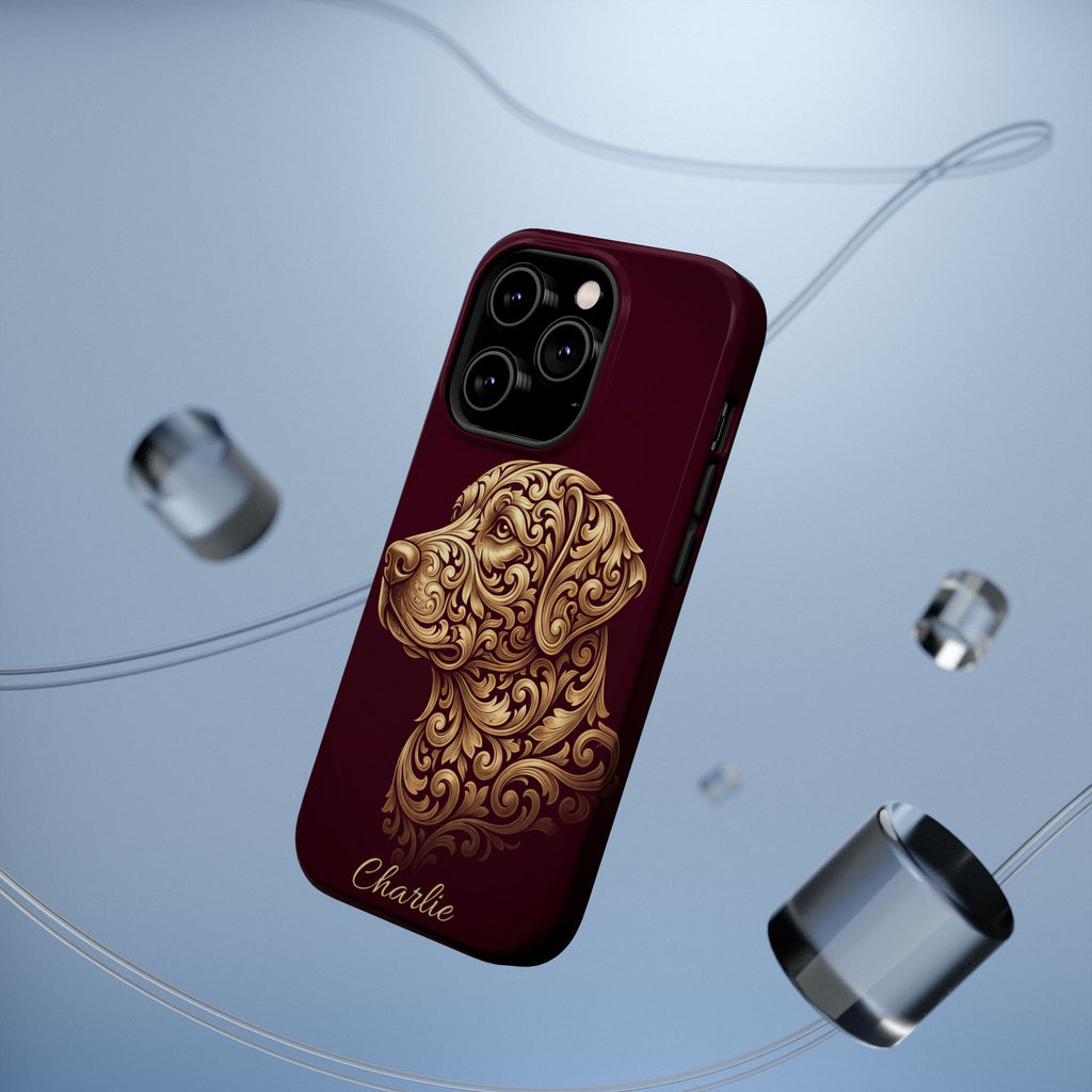 Personalized Gold Filigree Labrador Phone Case — Tough Magnetic Case with Wireless Charging