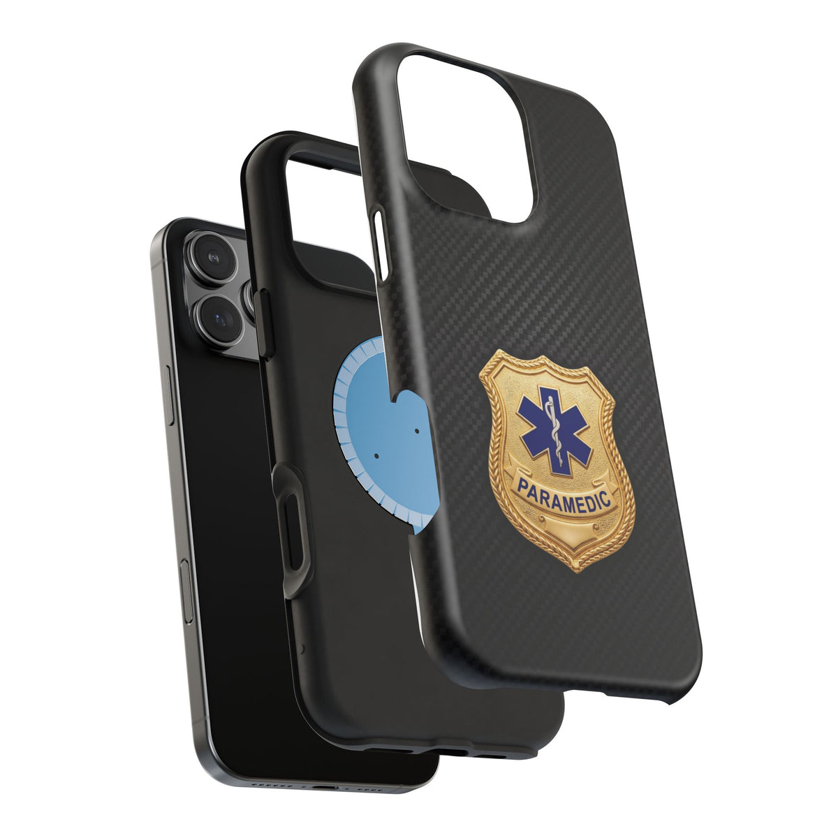 Gold Paramedic Badge Black Phone Case — Magnetic Wireless Charging Cover