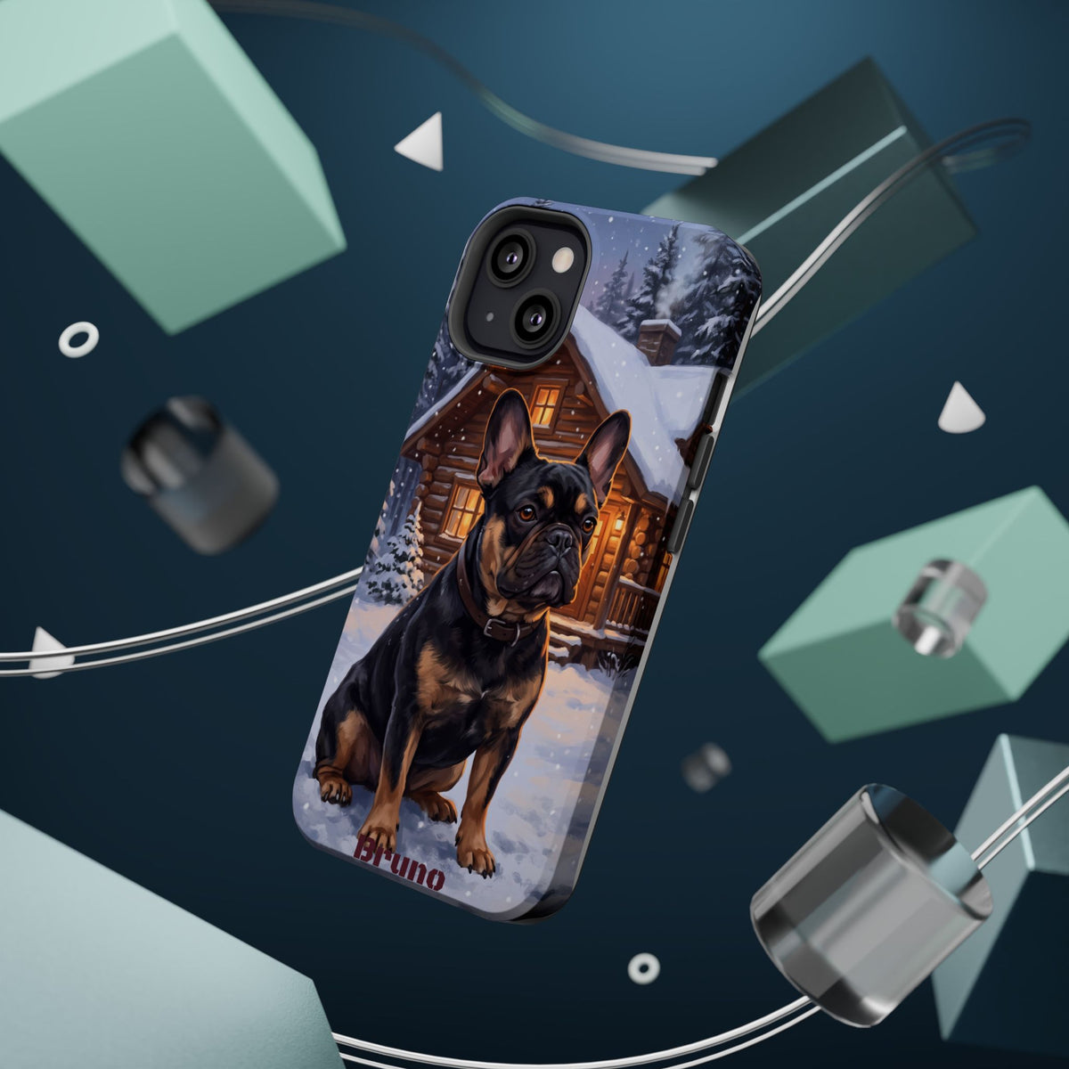 Personalized French Bulldog Cozy Cabin Phone Case — Wireless Charging Cover