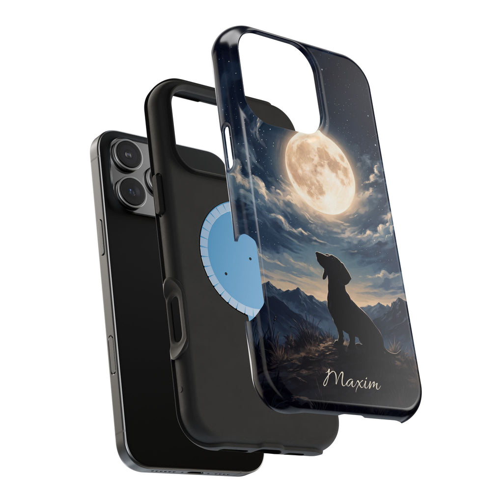 Personalized Dachshund Moonlight Phone Case — Wireless Charging Cover