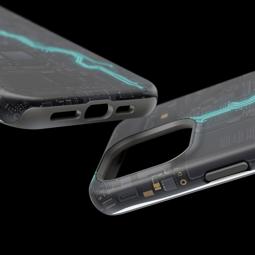 Cyan Bolt Electrician Phone Case — Electric Circuit Wireless Charging Cover
