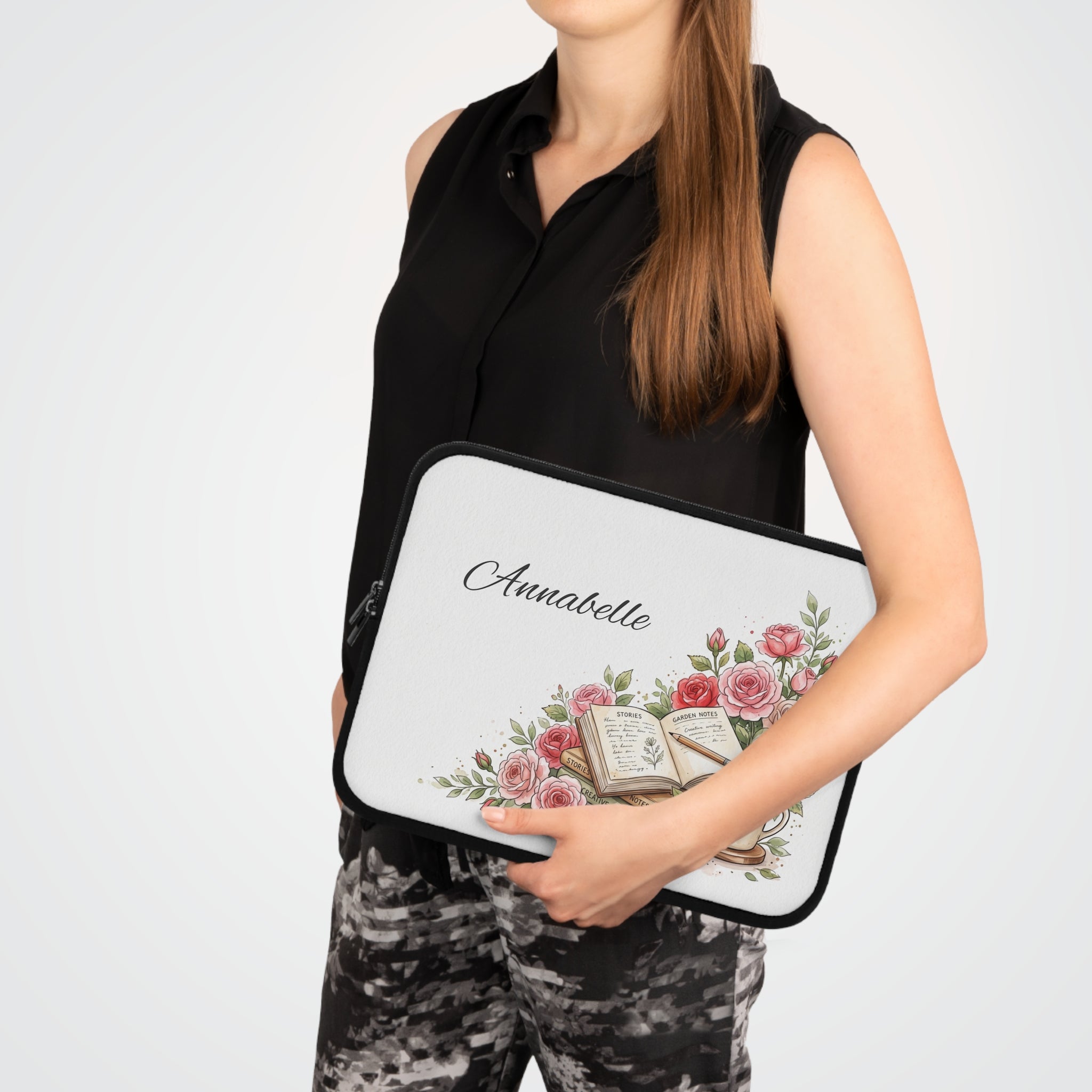 Personalized Teacher Laptop Sleeve | Custom Name Floral Watercolor Laptop Case | Teacher Appreciation Gift